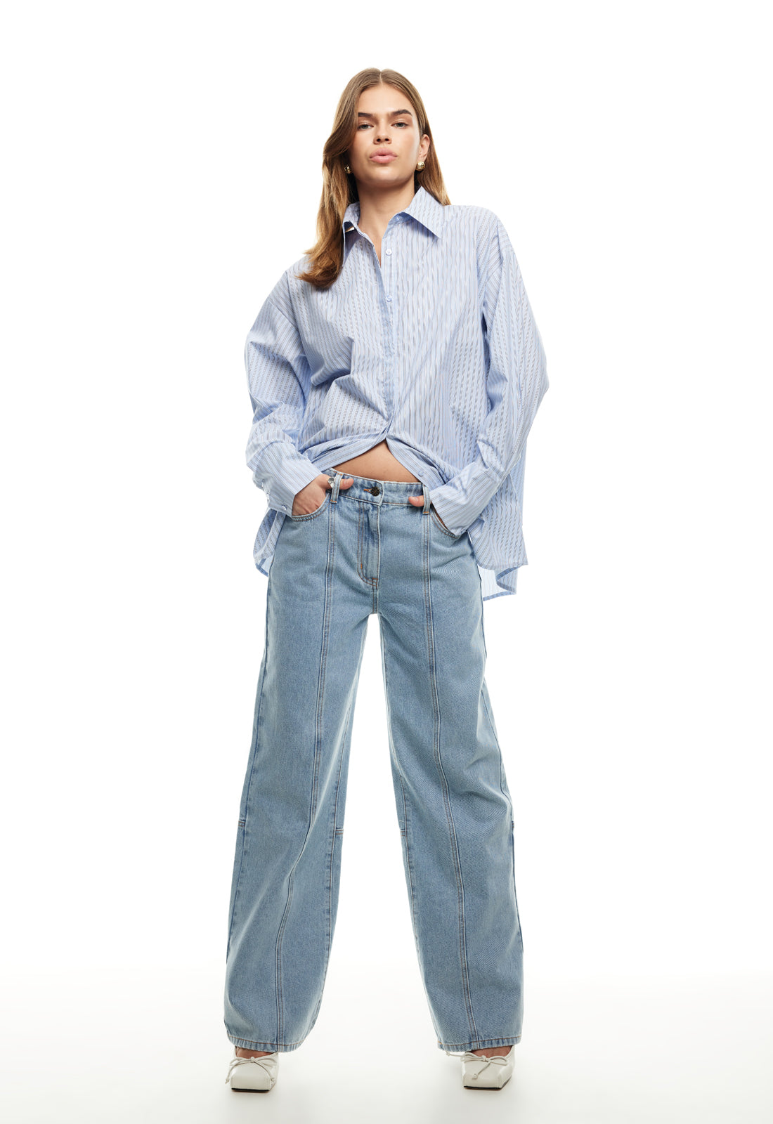 LIONESS Boyfriend Shirt Blue