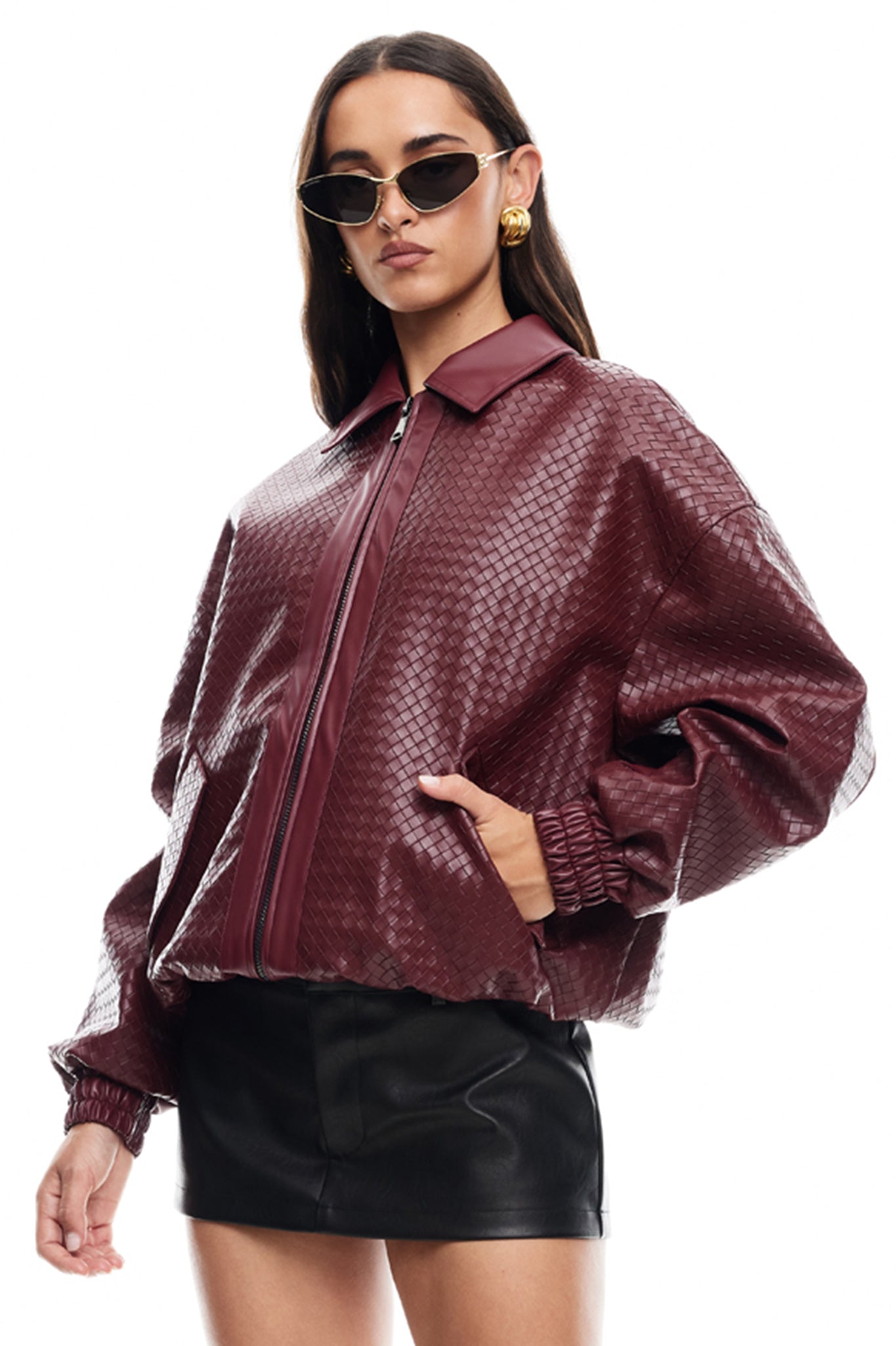 LIONESS Kenny Bomber Jacket Burgundy