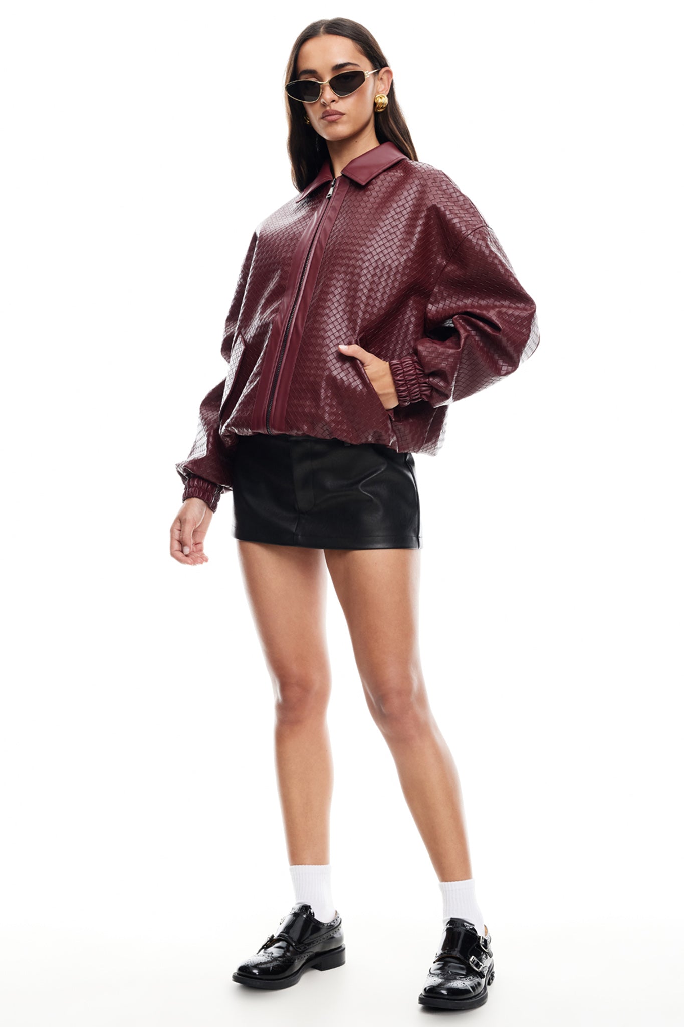 LIONESS Kenny Bomber Jacket Burgundy