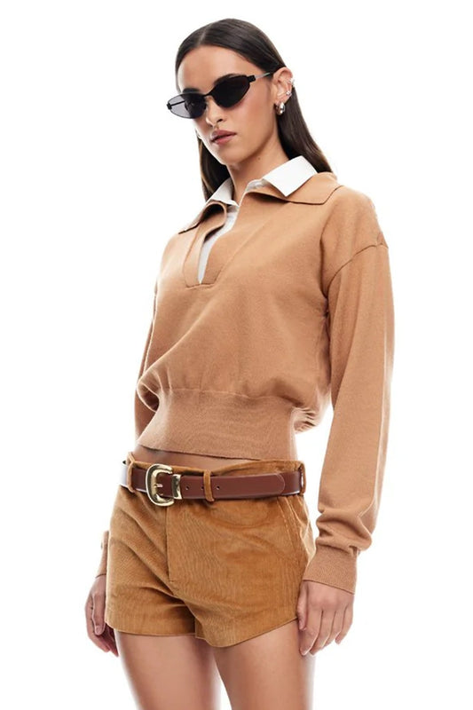 LIONESS Racquet Club Knit Sweater Camel