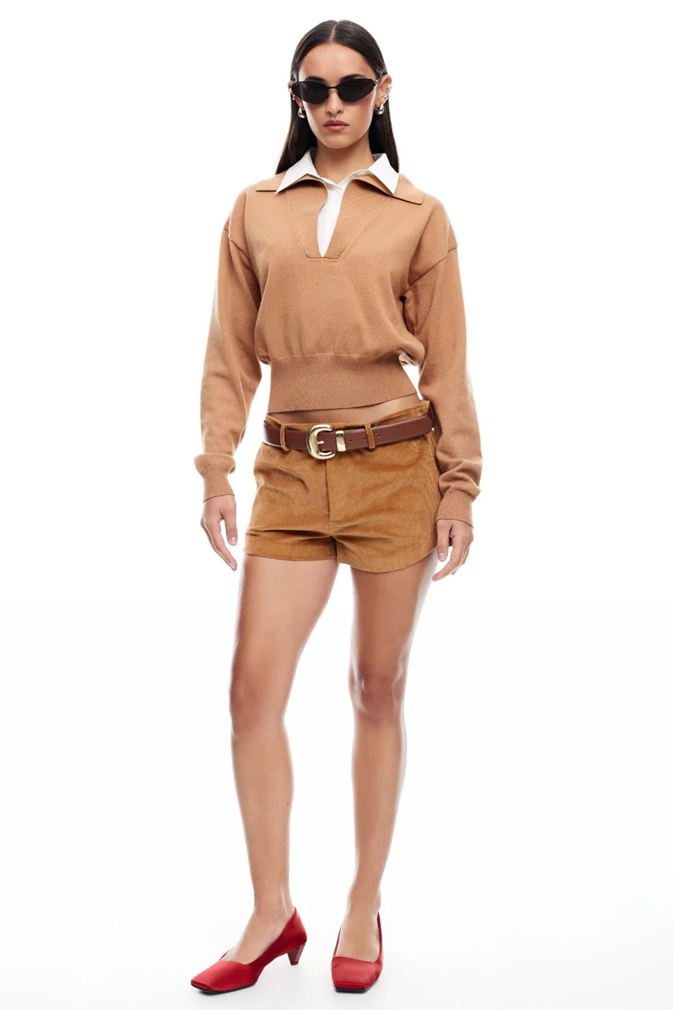 LIONESS Racquet Club Knit Sweater Camel