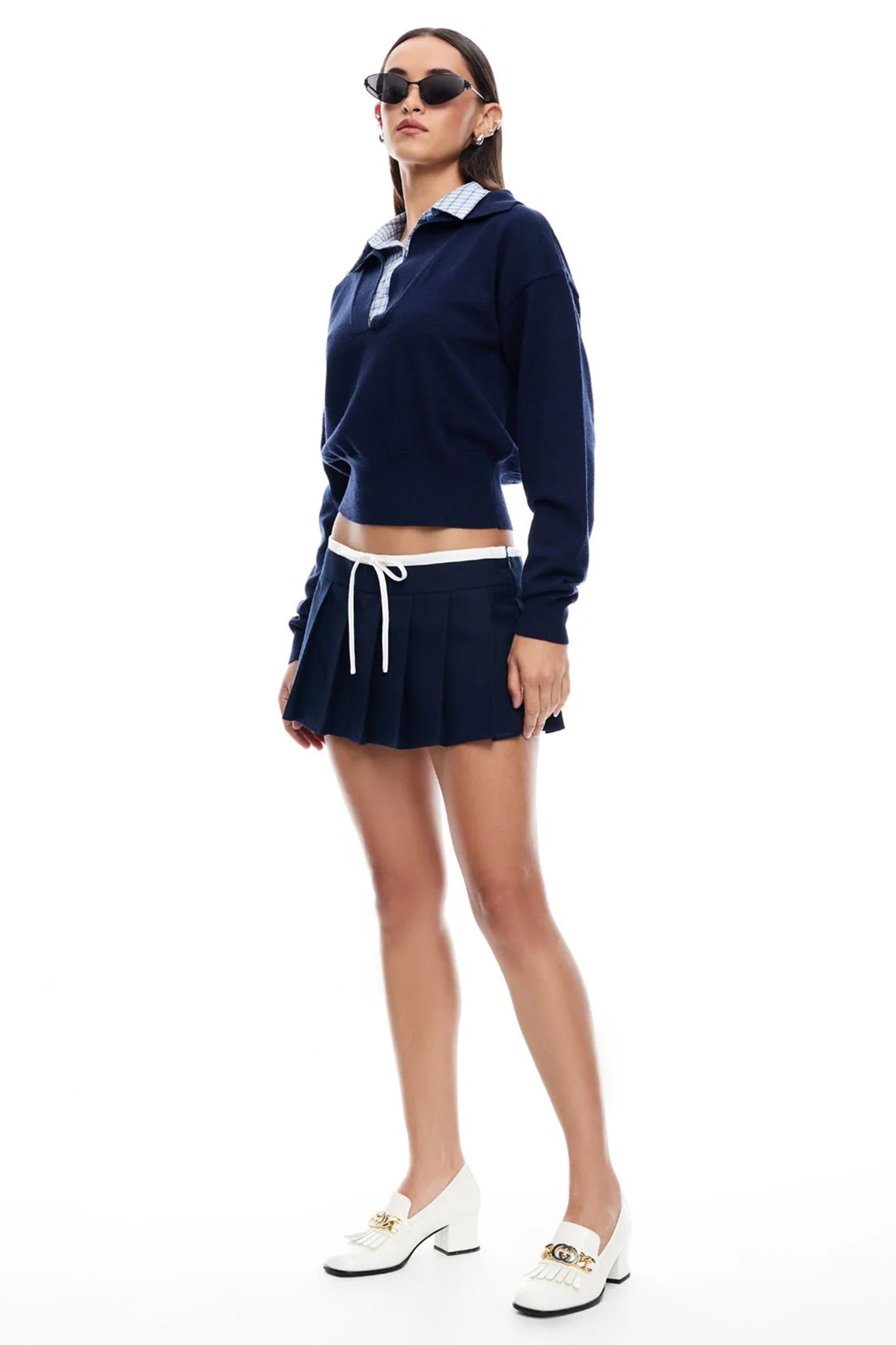 LIONESS Racquet Club Knit Sweater Navy