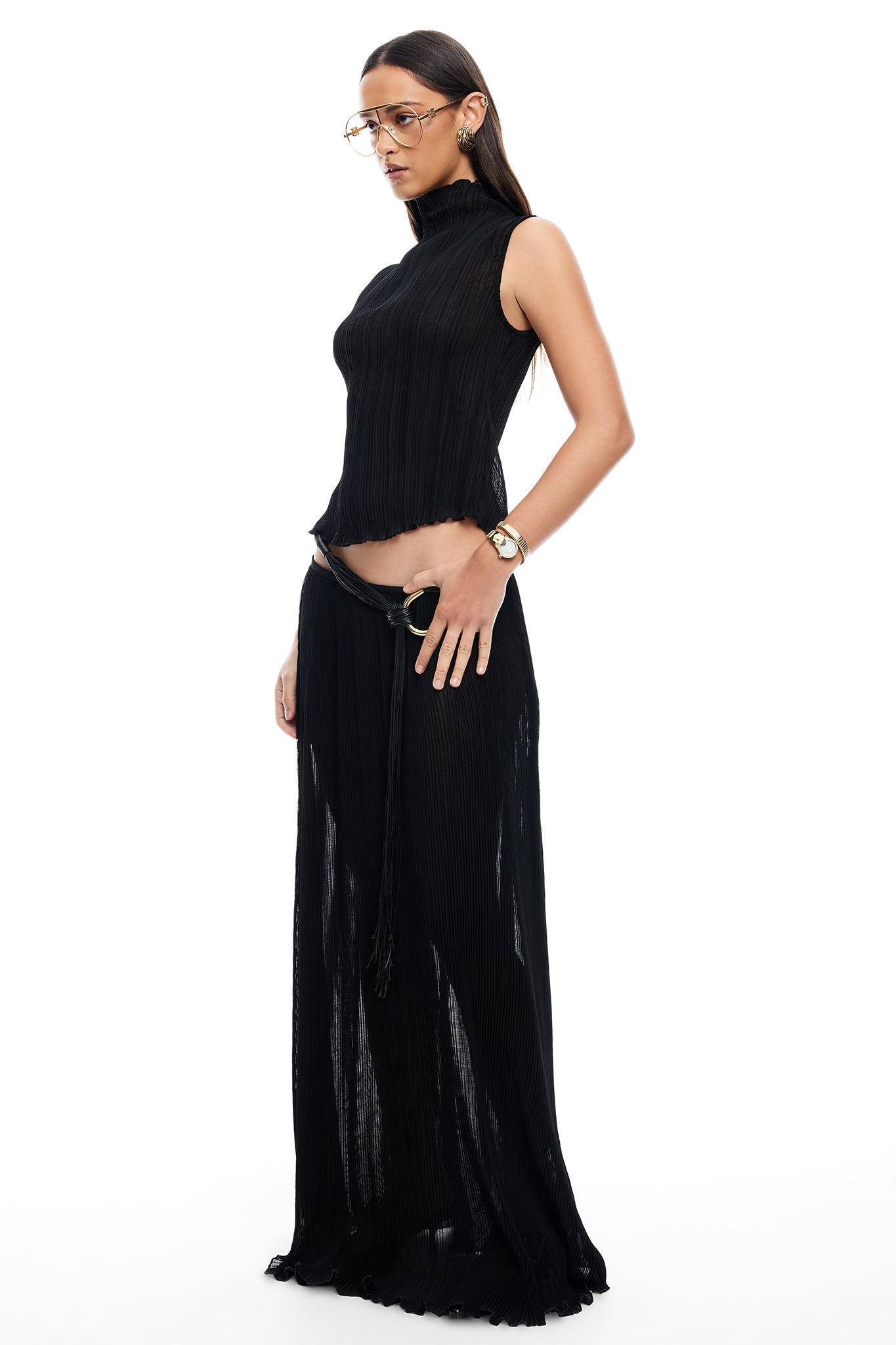 LIONESS Ford Maxi Skirt Onyx