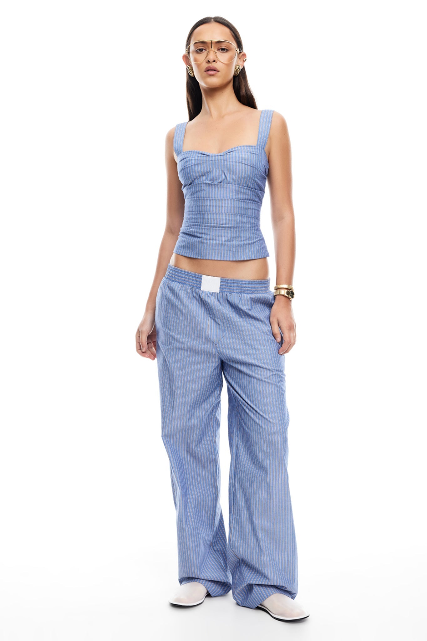 LIONESS Cobain Pants Navy Stripe