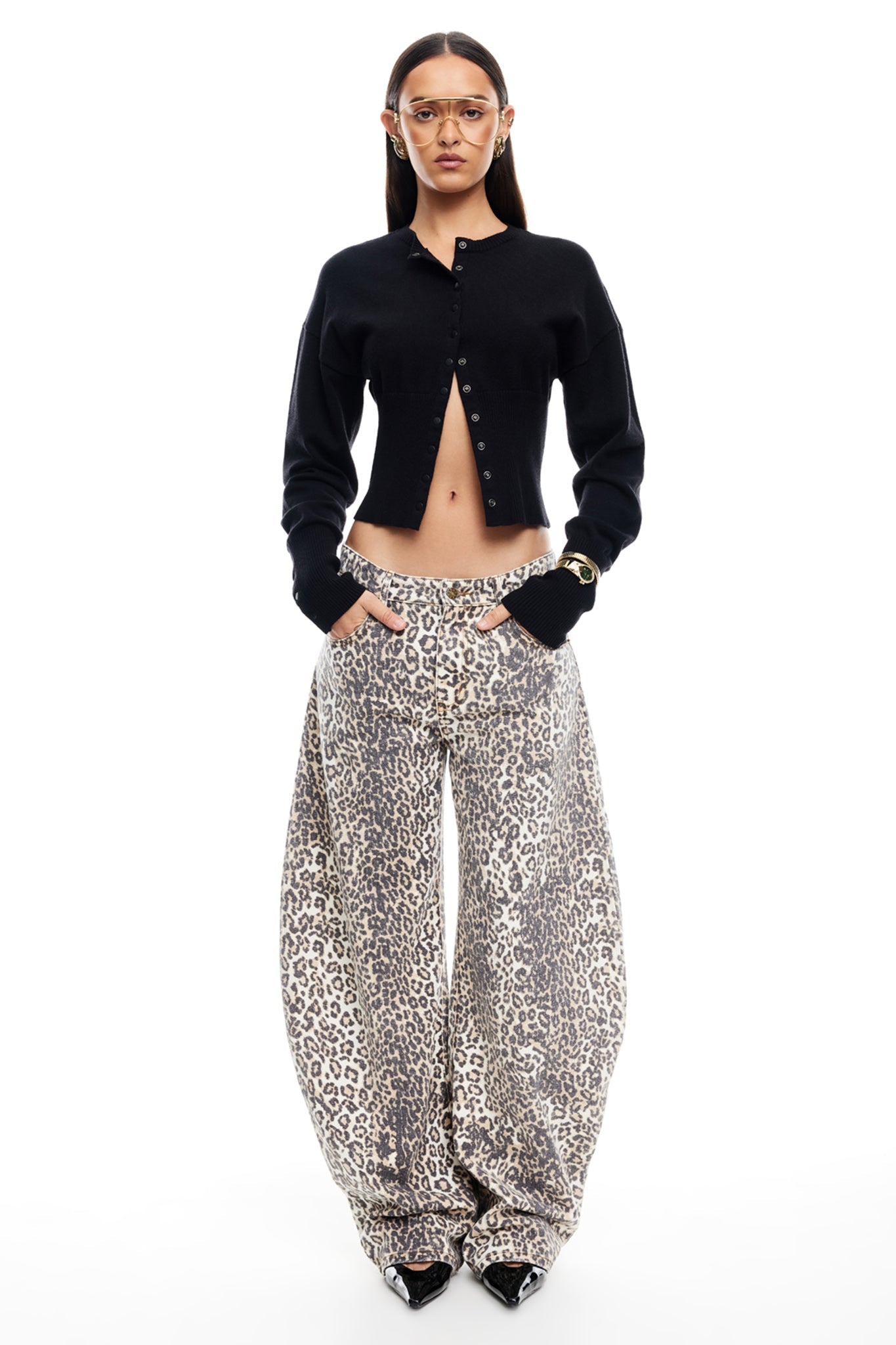 LIONESS Horseshoe Jeans Leopard Fade