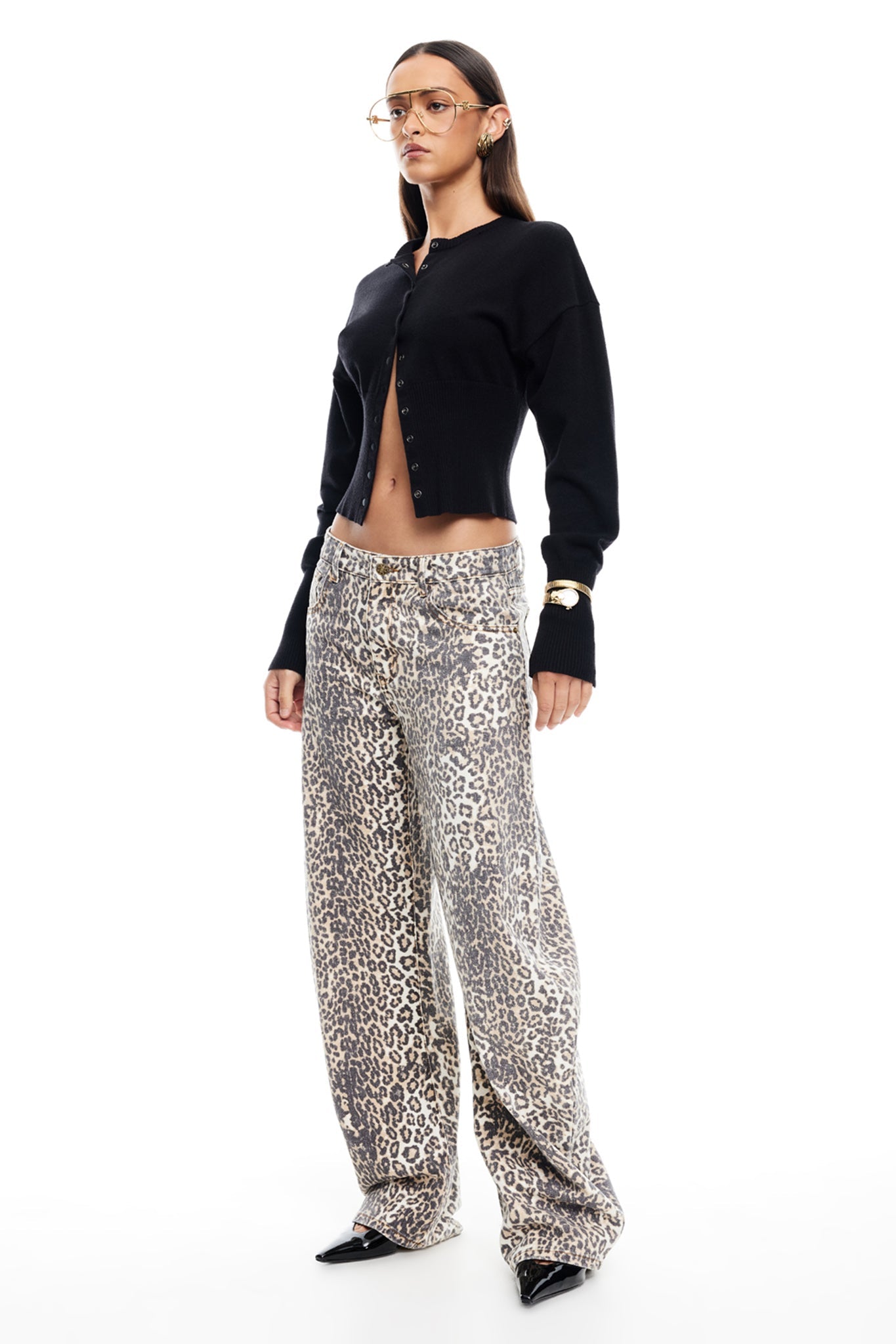 LIONESS Horseshoe Jeans Leopard Fade