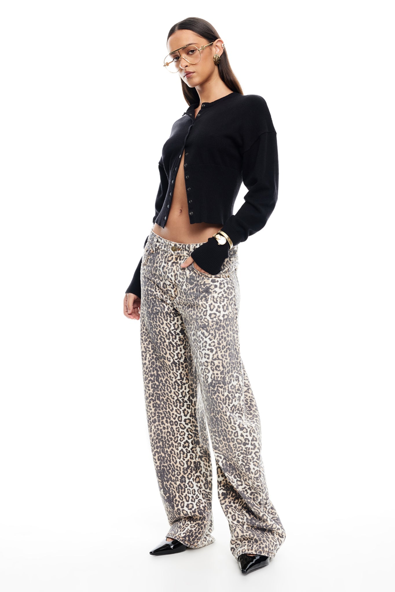 LIONESS Horseshoe Jeans Leopard Fade