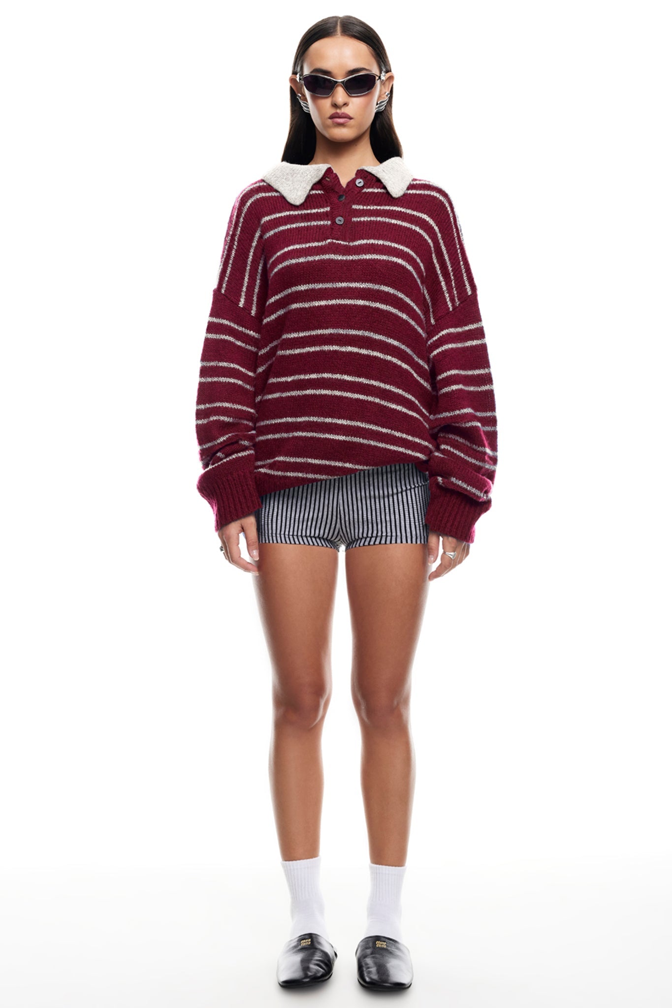 LIONESS Rising Sun Jersey Sweater Crimson