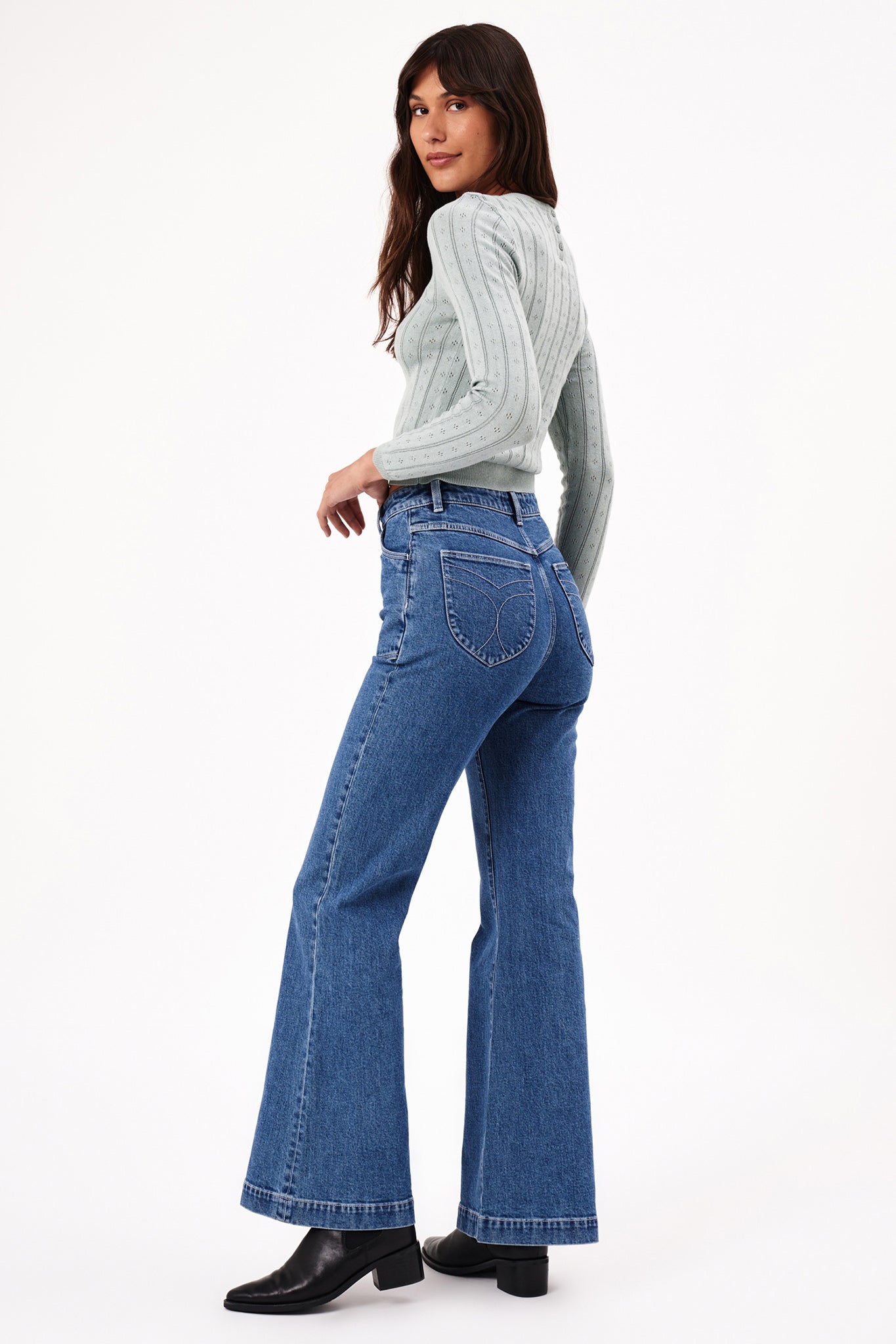 ROLLA'S Eastcoast Flare Long Jeans Dark Vintage Blue