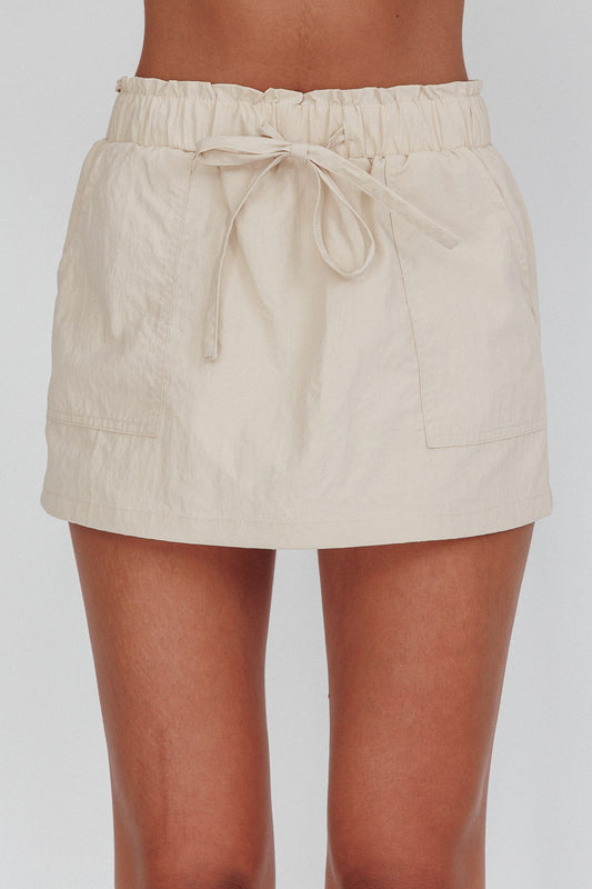 Eka Drawstring Mini Skort Cream