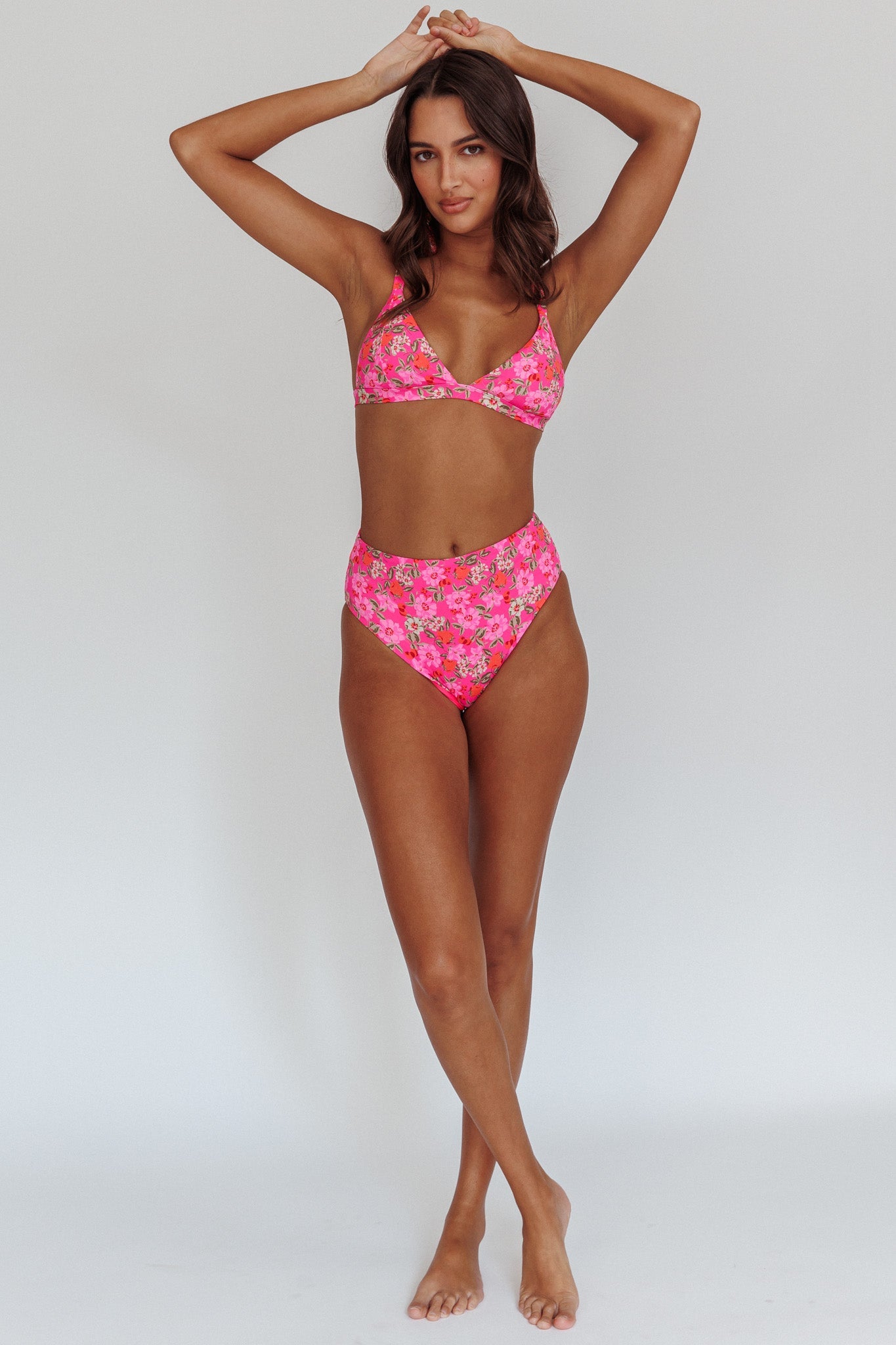 Harmonia High Waist Bikini Bottom Pink Floral