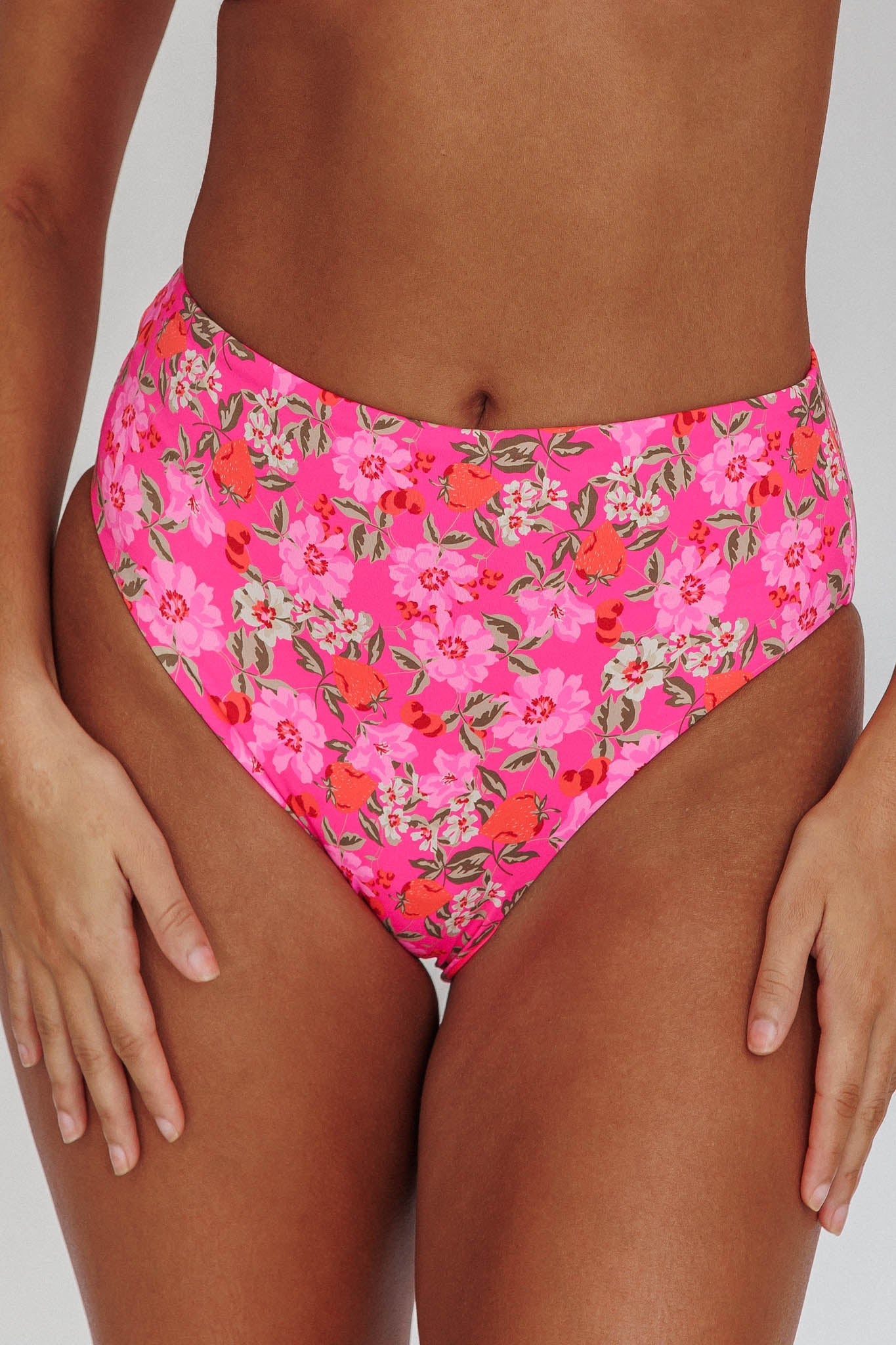 Harmonia High Waist Bikini Bottom Pink Floral