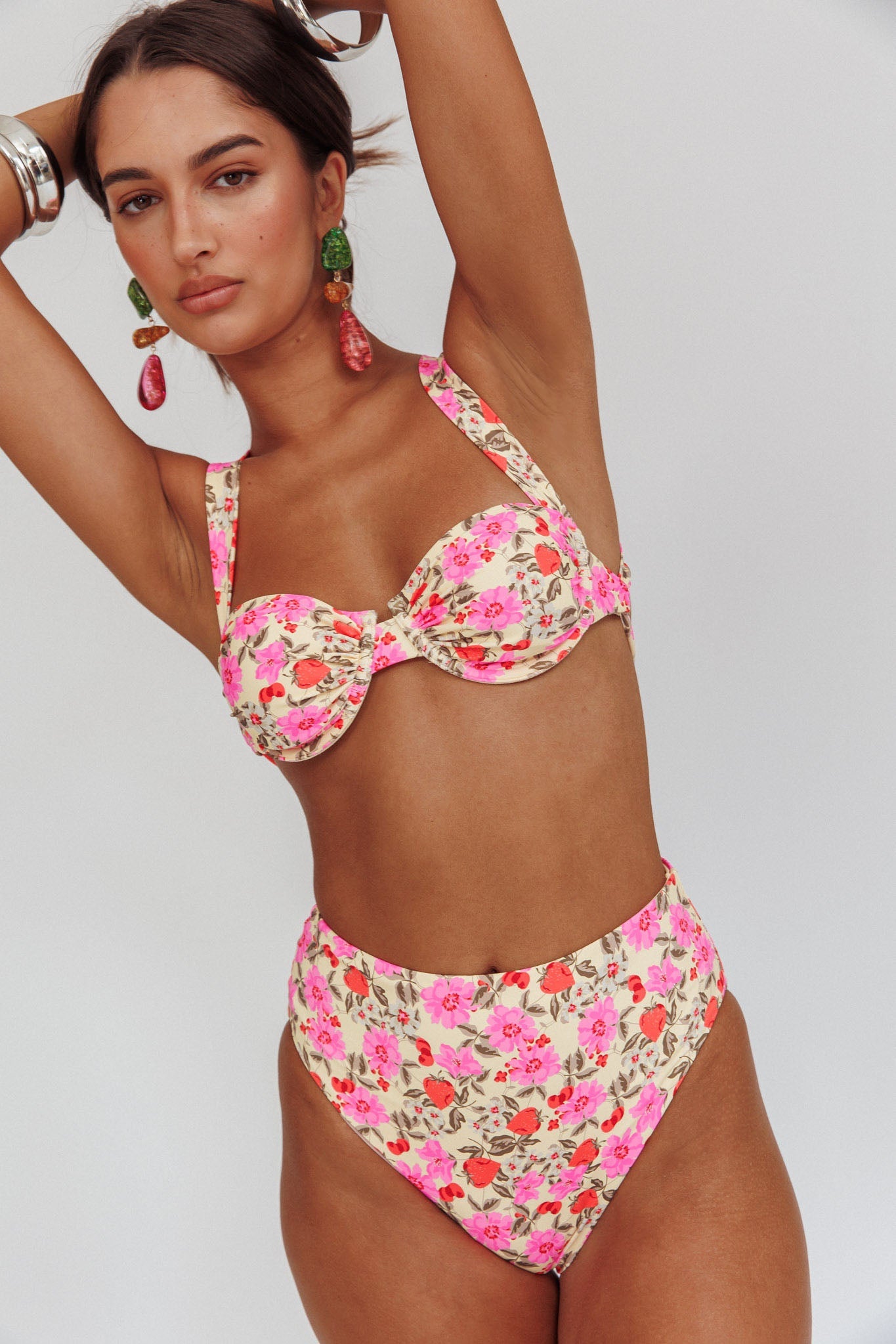 Harmonia High Waist Bikini Bottom Yellow Floral