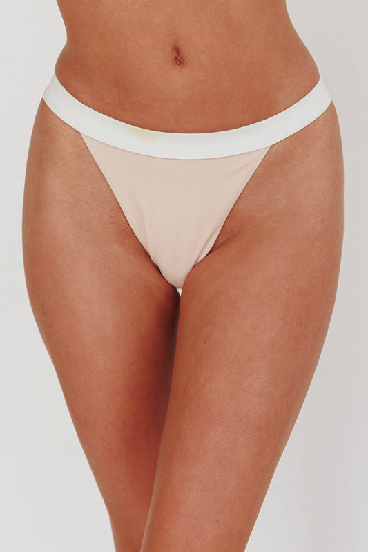 Saskia Contrast Waist Bikini Bottoms Blush/Off White