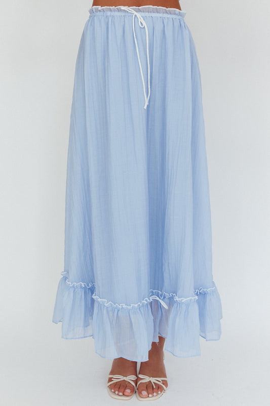 Maidens Tie Detail Overlock Maxi Skirt Cloud Blue