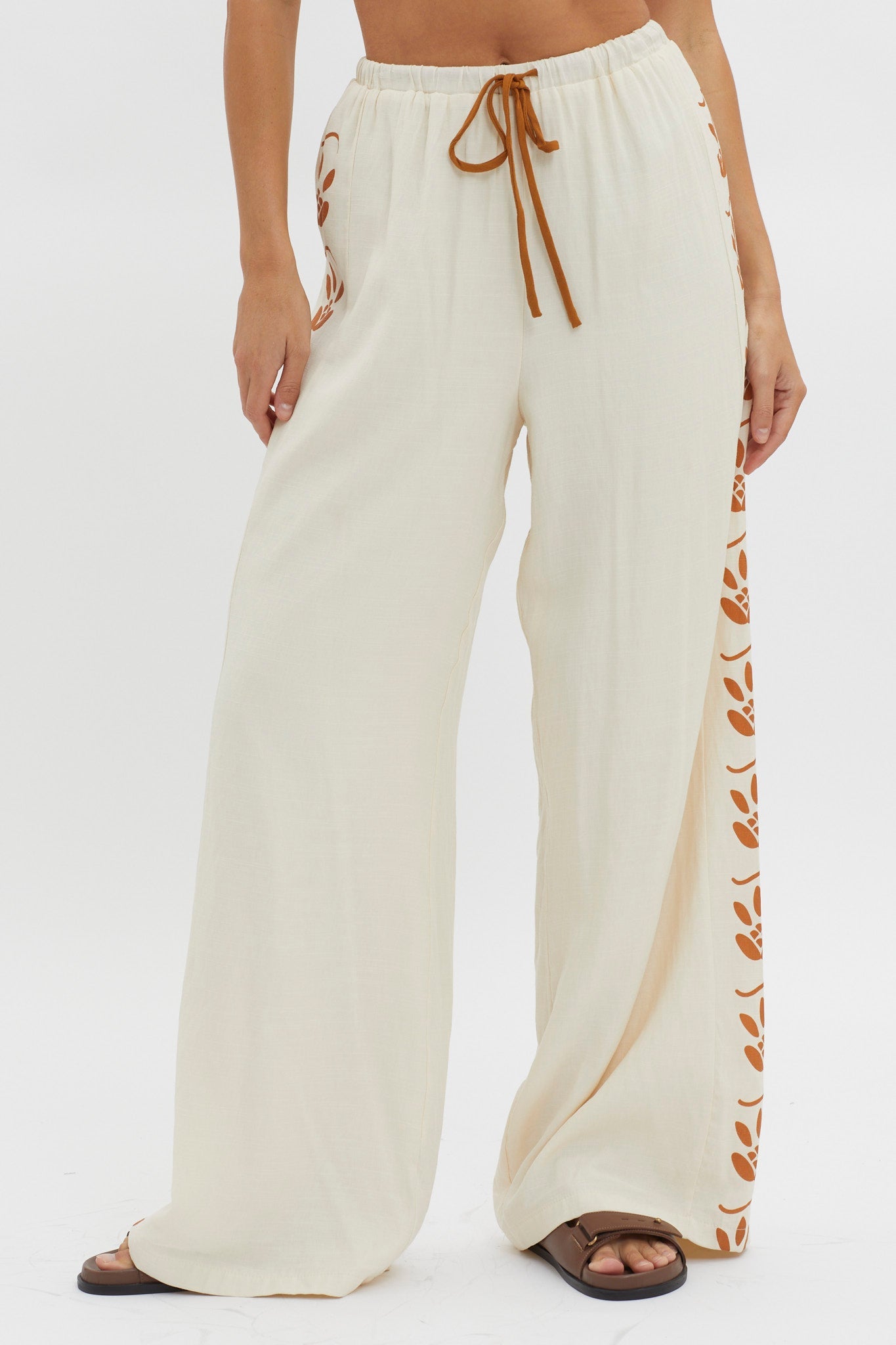 Maghan Side Print Long Pants Beige