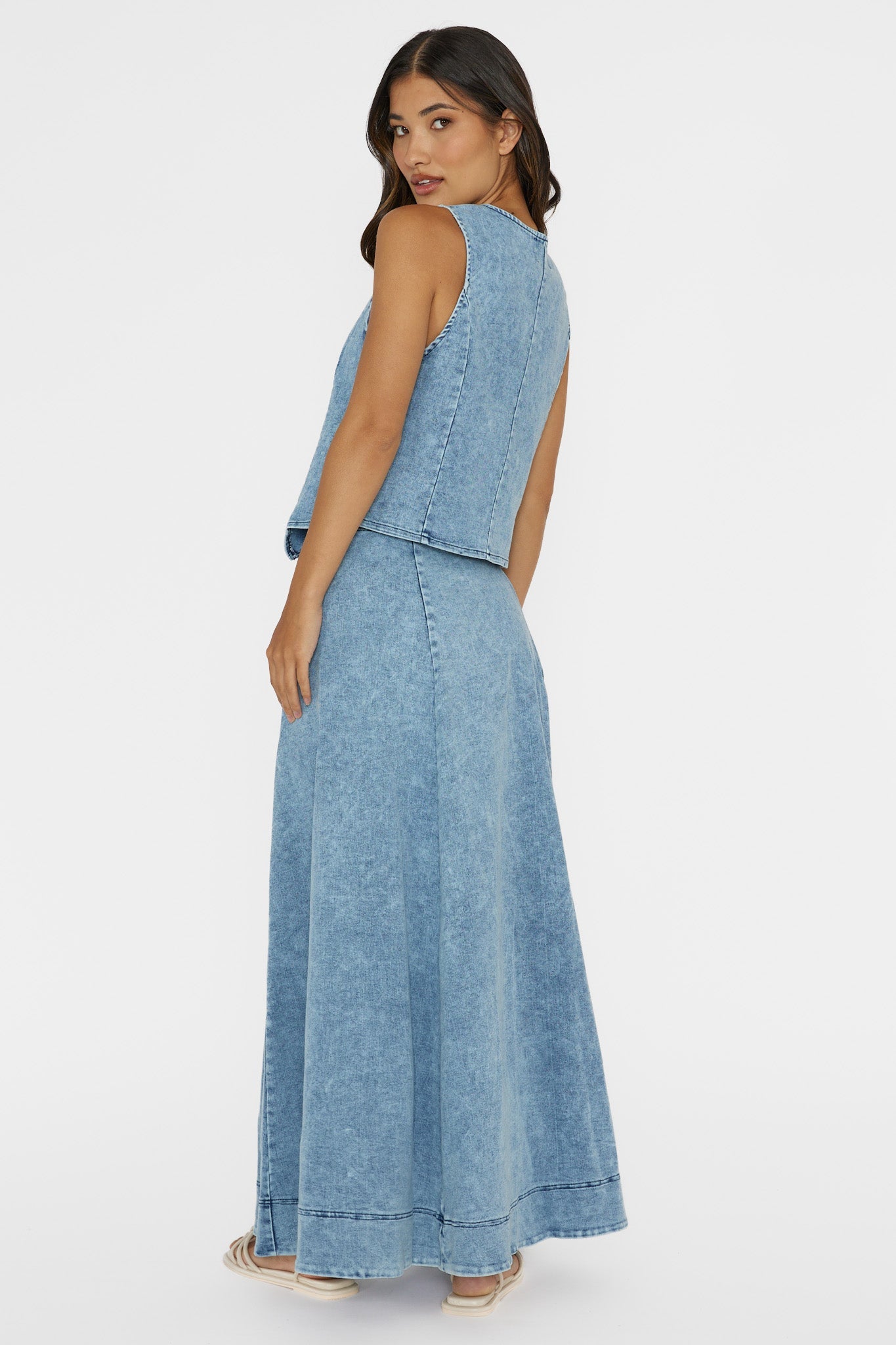 Rhythms A-Line Maxi Skirt Denim Blue