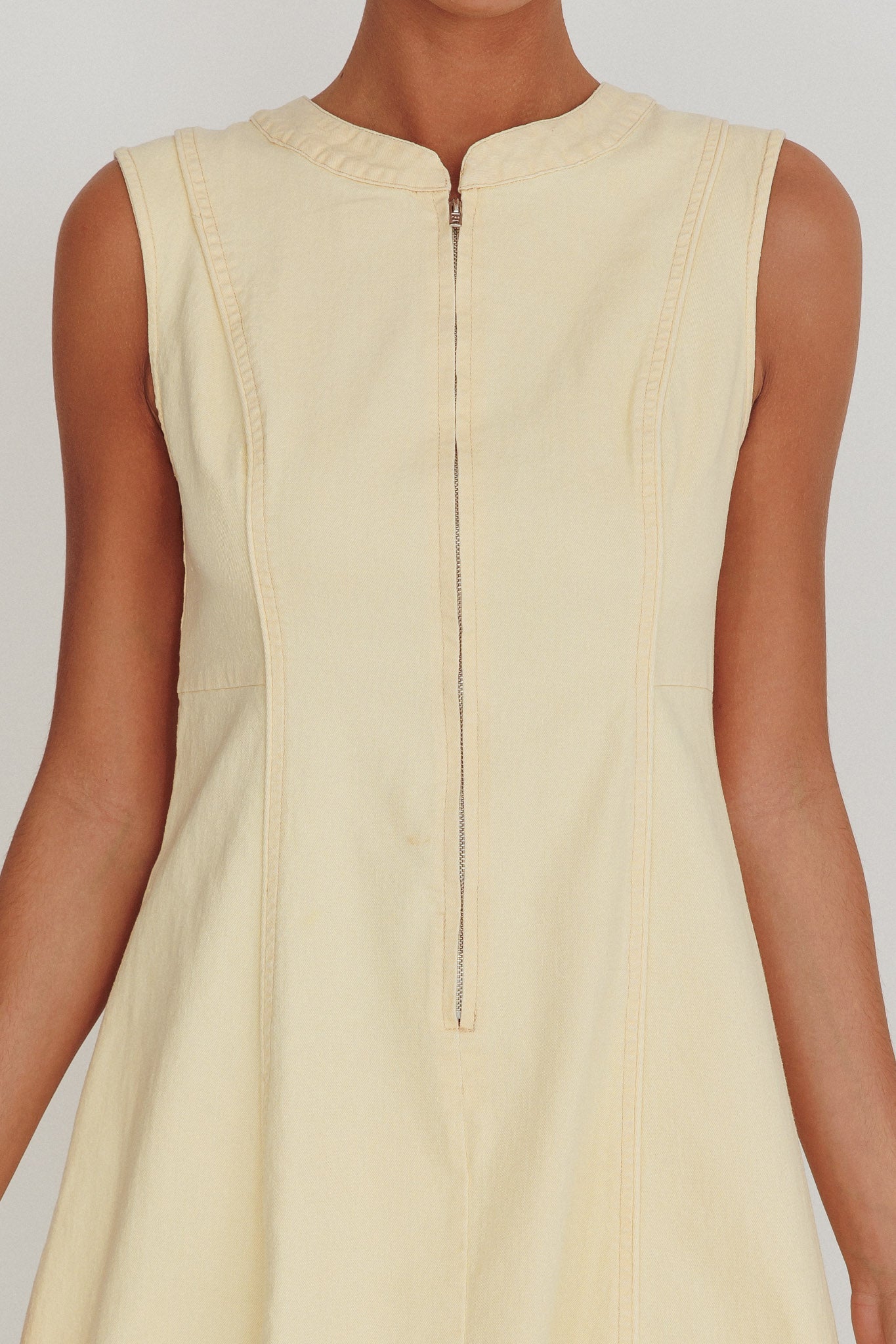 Passionate Flame Sleeveless A-line Midi Dress Beige