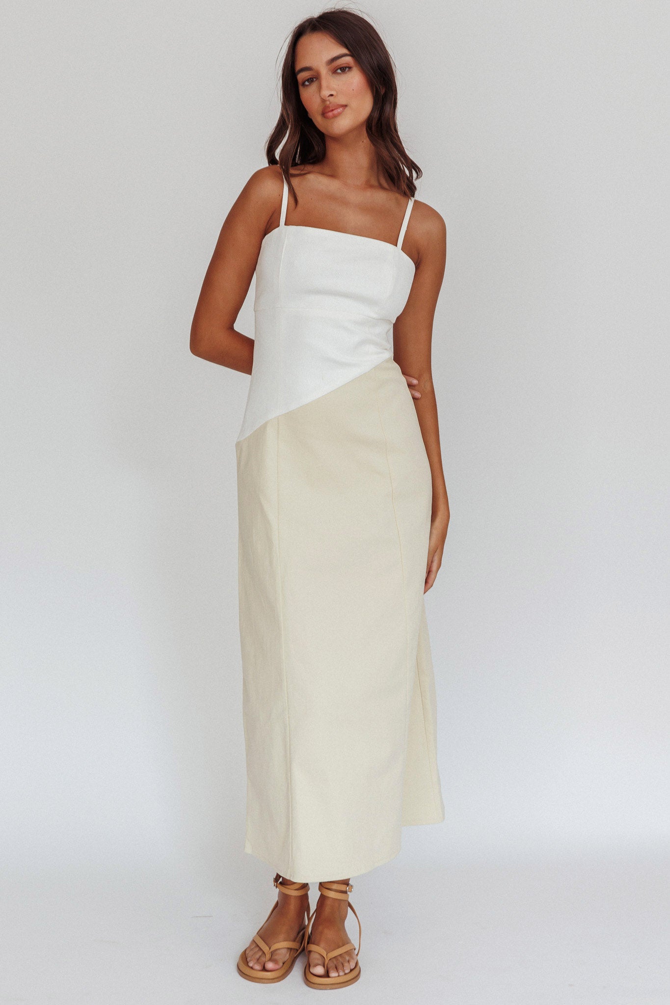 Irelia Contrast Maxi Dress White