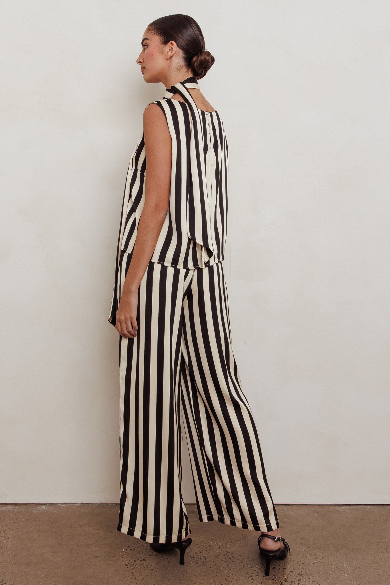 Love Galore Striped Wide Leg Pant Black/Beige
