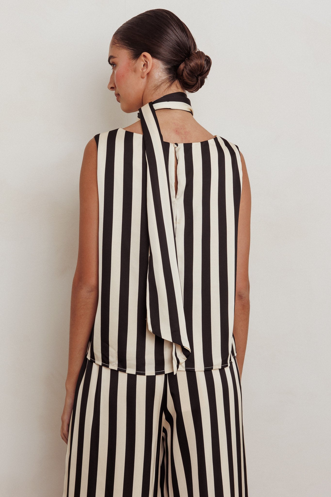 Love Galore Striped Sleeveless Top Black/Beige