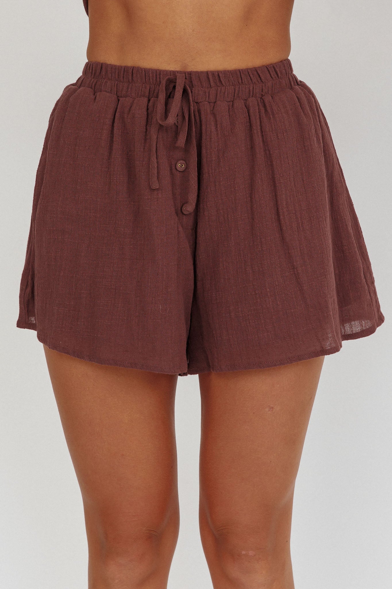 Salty Sea Waist Tie Shorts Chocolate
