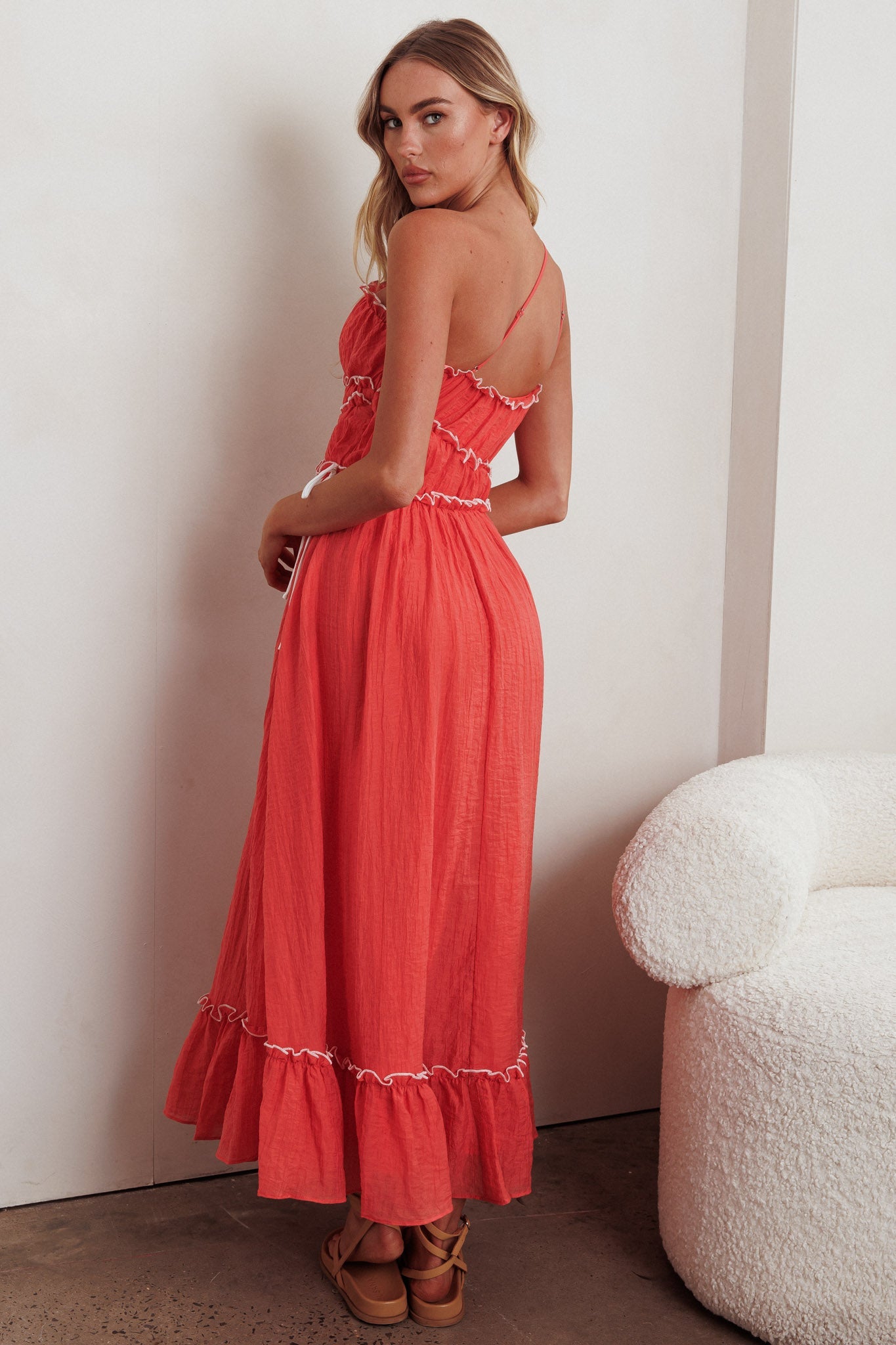 Ballad One-Shoulder Maxi Dress Coral
