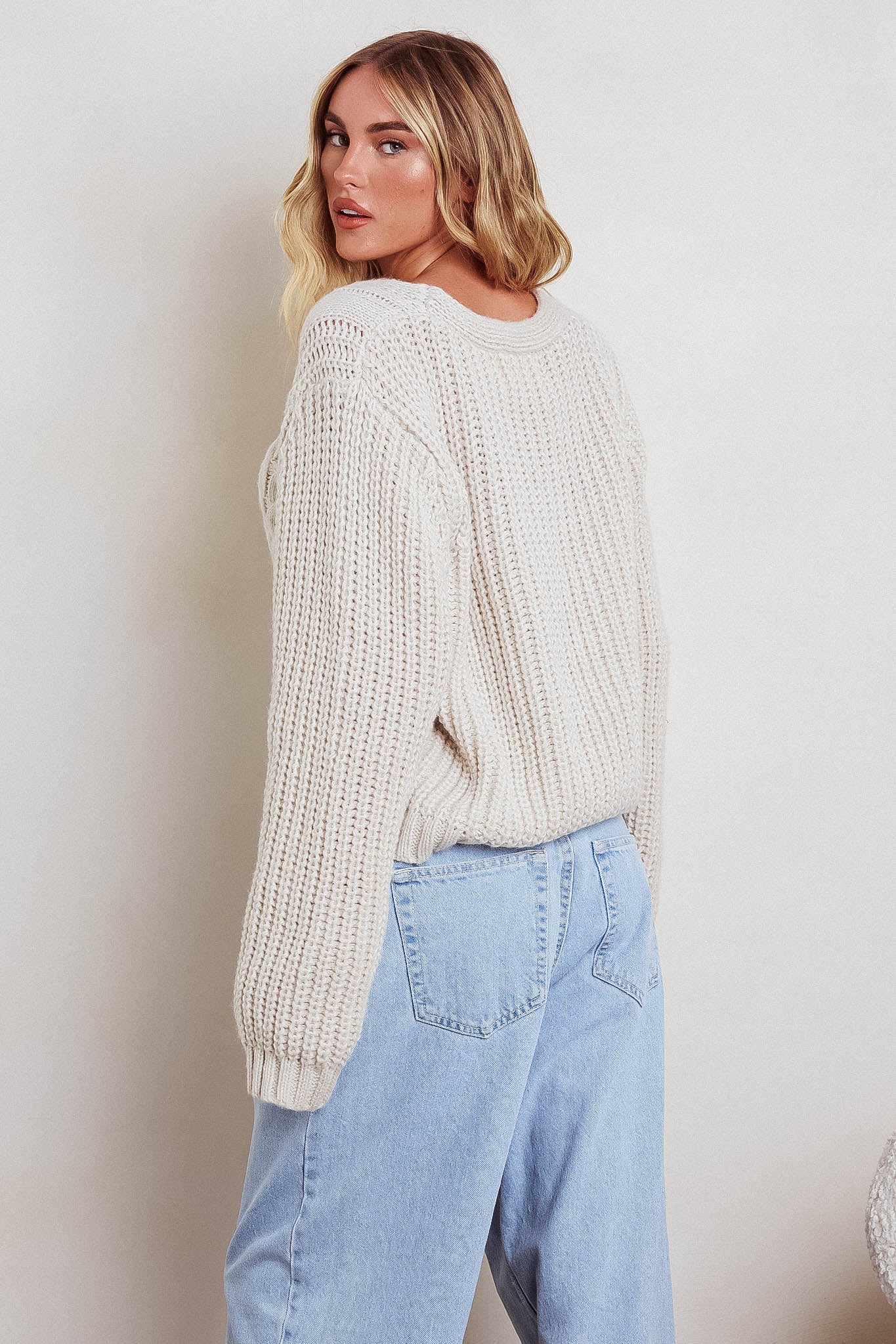 Prime Time Cable Knit Cardigan Oat