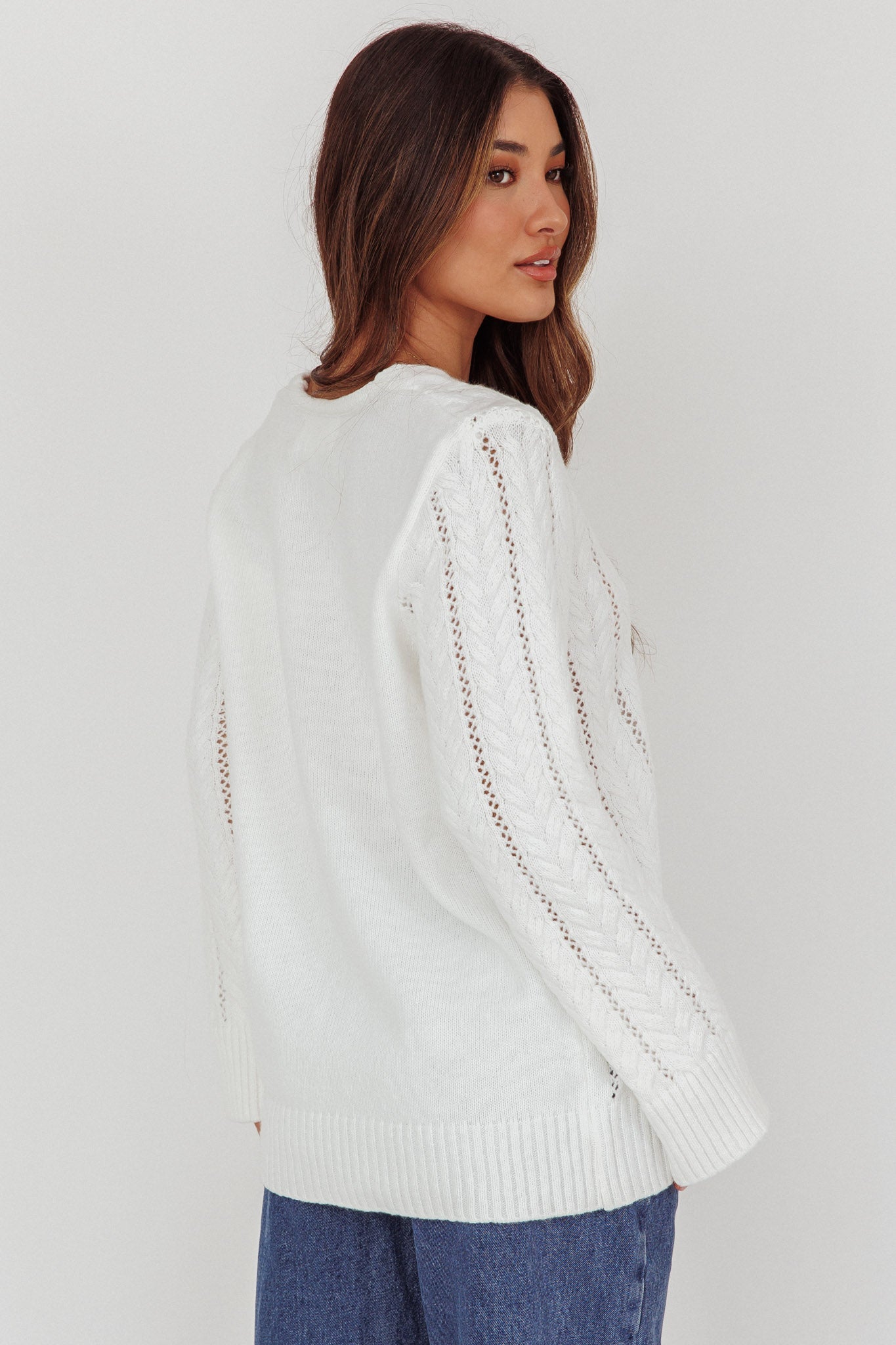 Seattle Lace-Up Front Knit Top White