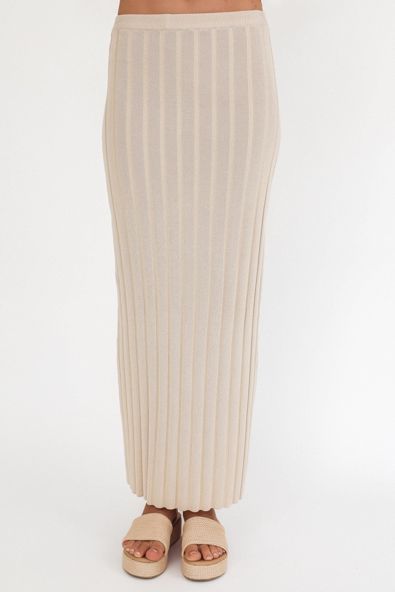 Kimora Ribbed Knit Maxi Skirt Sand
