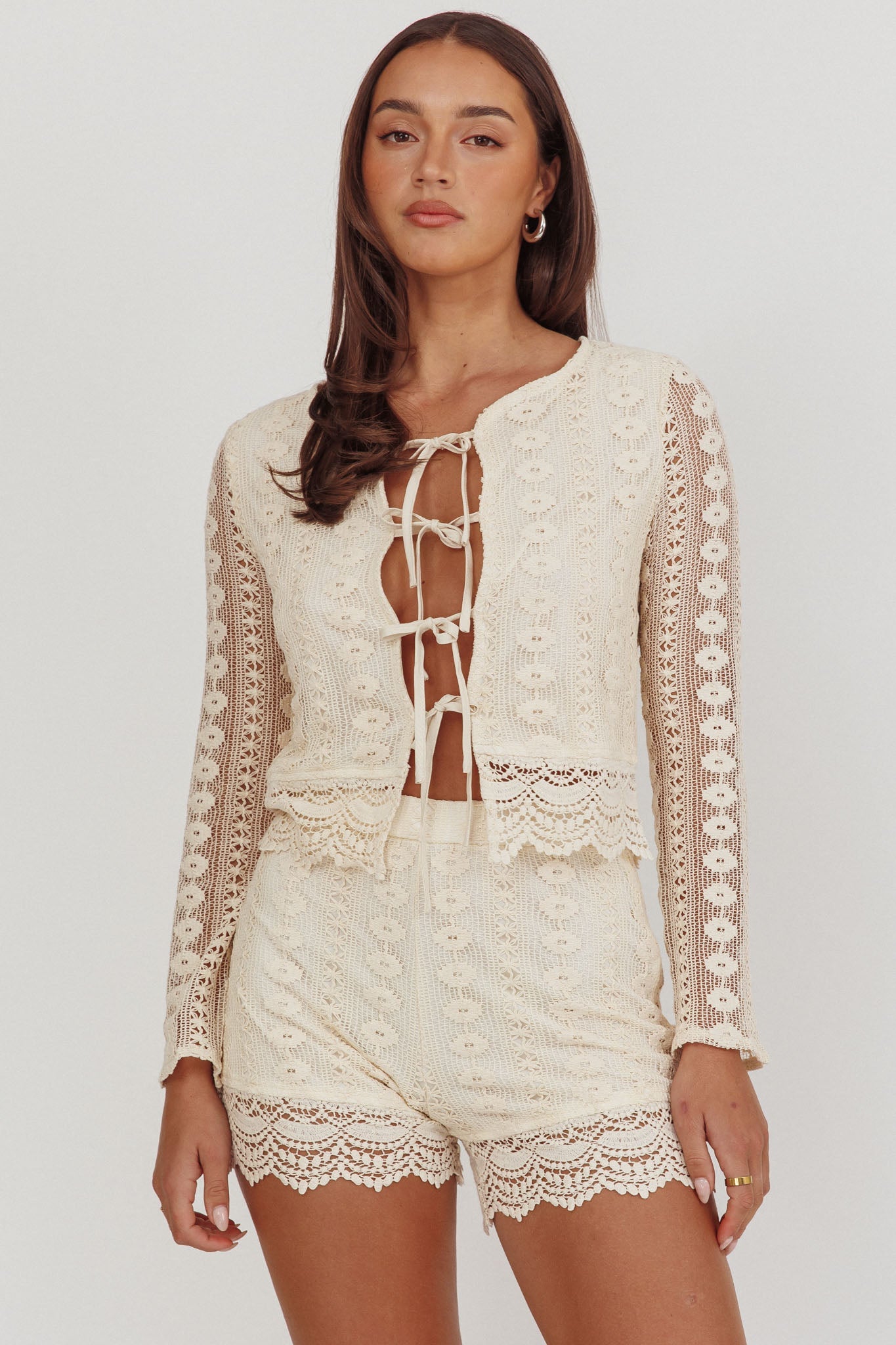 Perrine Lace Shorts Oat