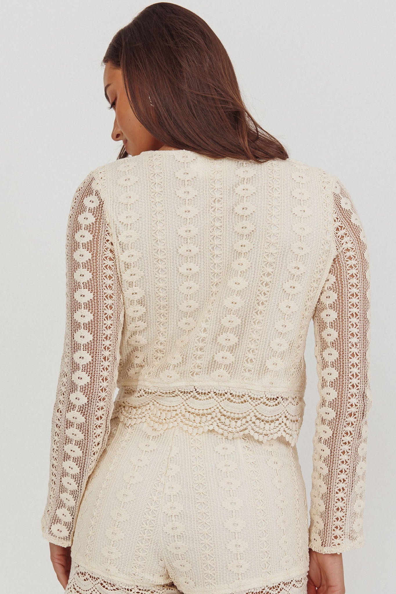 Perrine Lace Tie Front Top Oat