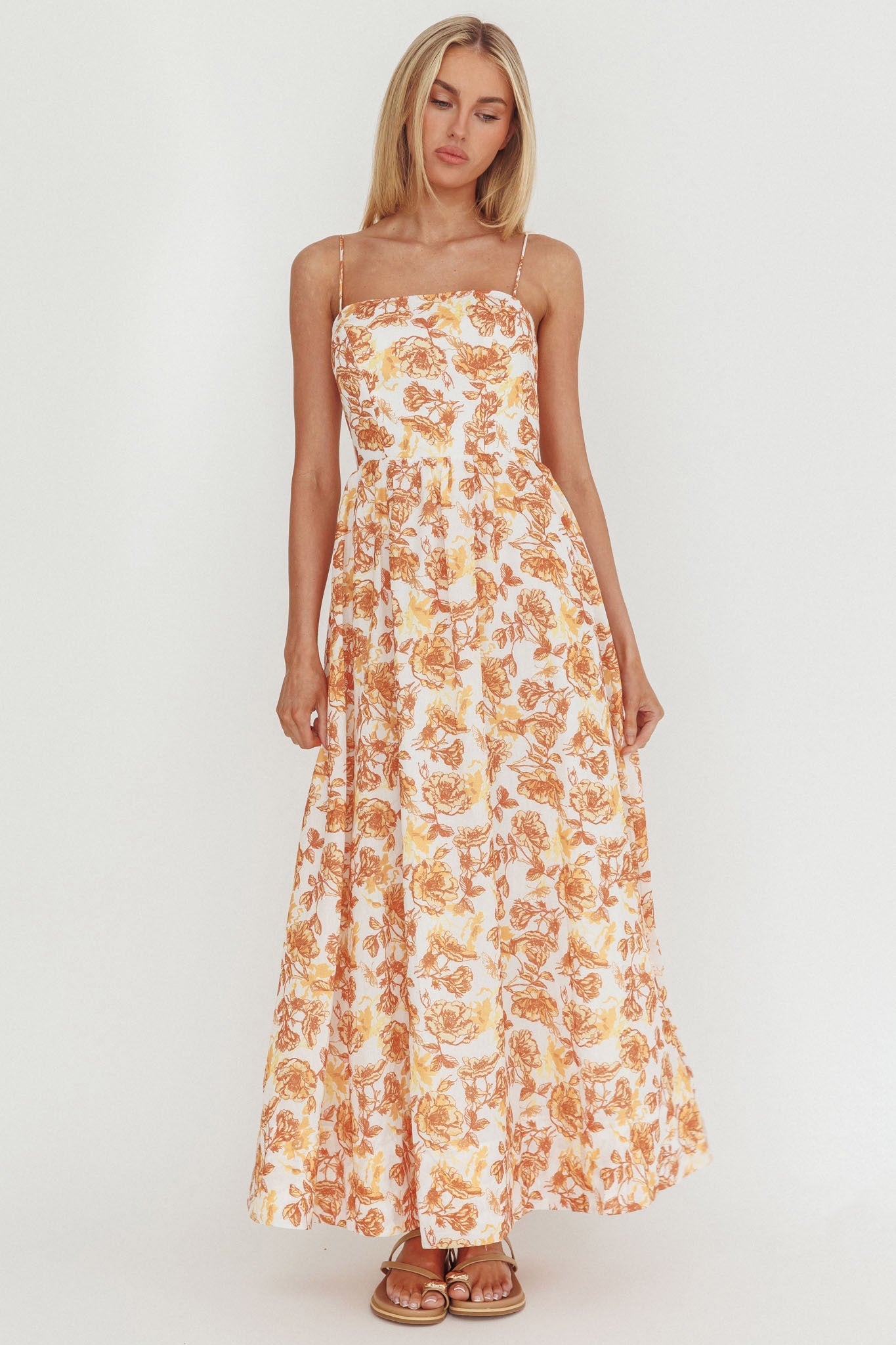 Wild Card Cami Strap Maxi Dress Floral Yellow