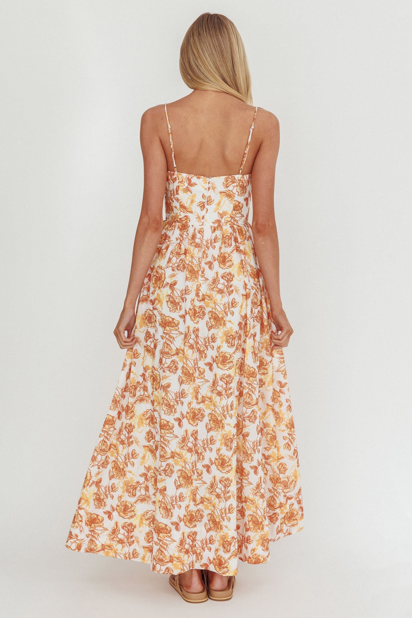 Wild Card Cami Strap Maxi Dress Floral Yellow