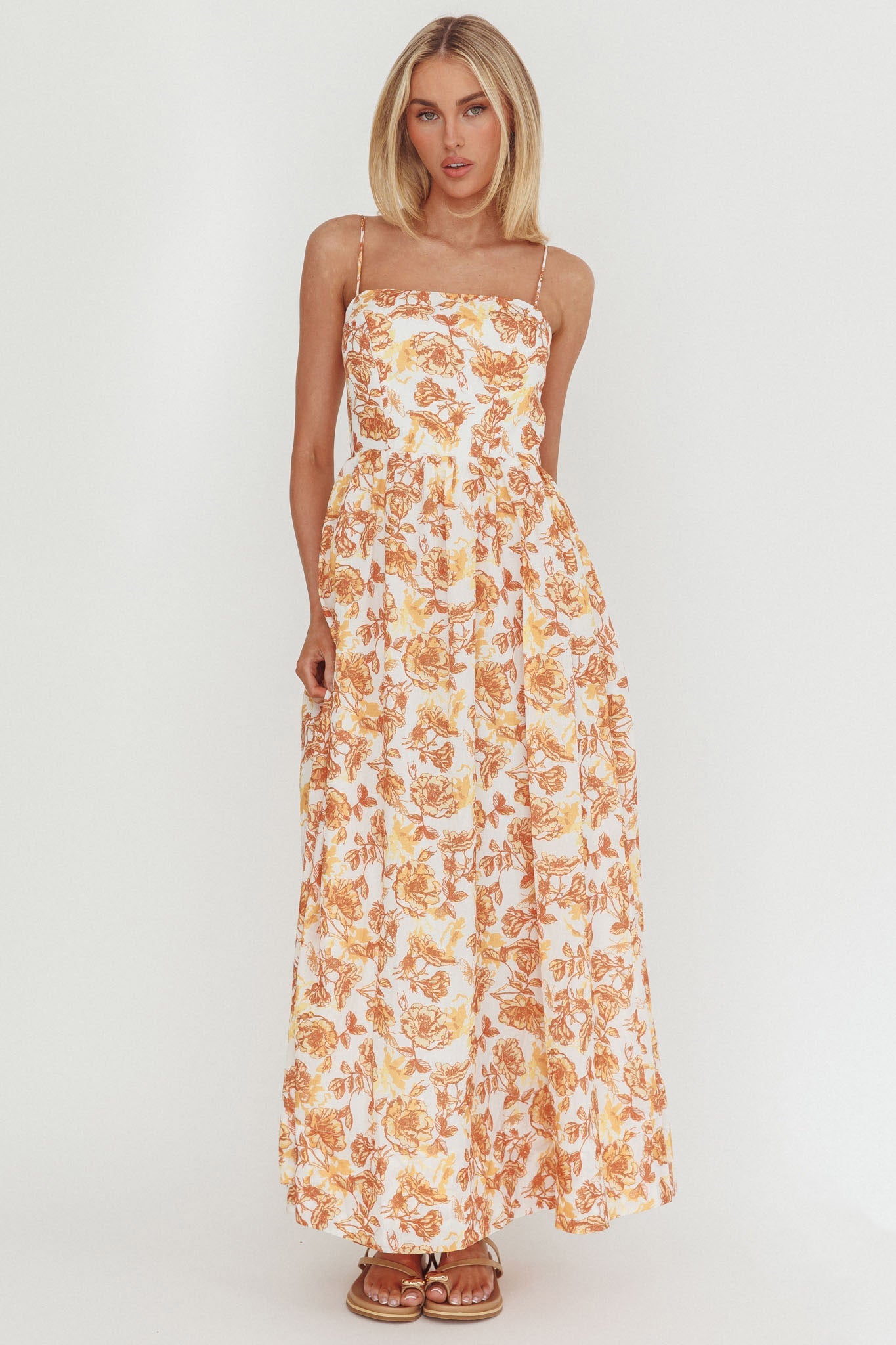 Wild Card Cami Strap Maxi Dress Floral Yellow