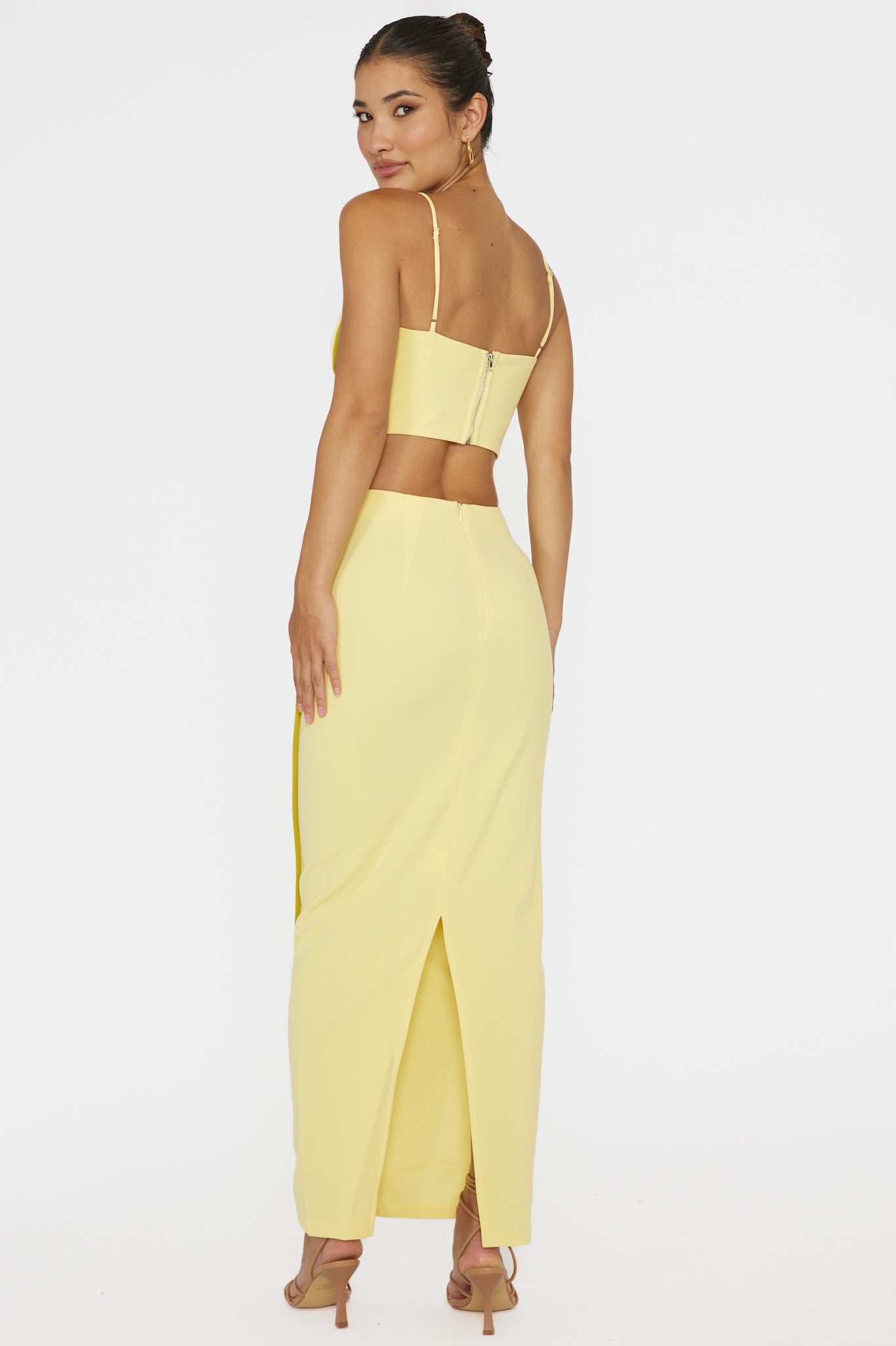 Ferrera Piping Trim Maxi Skirt Yellow