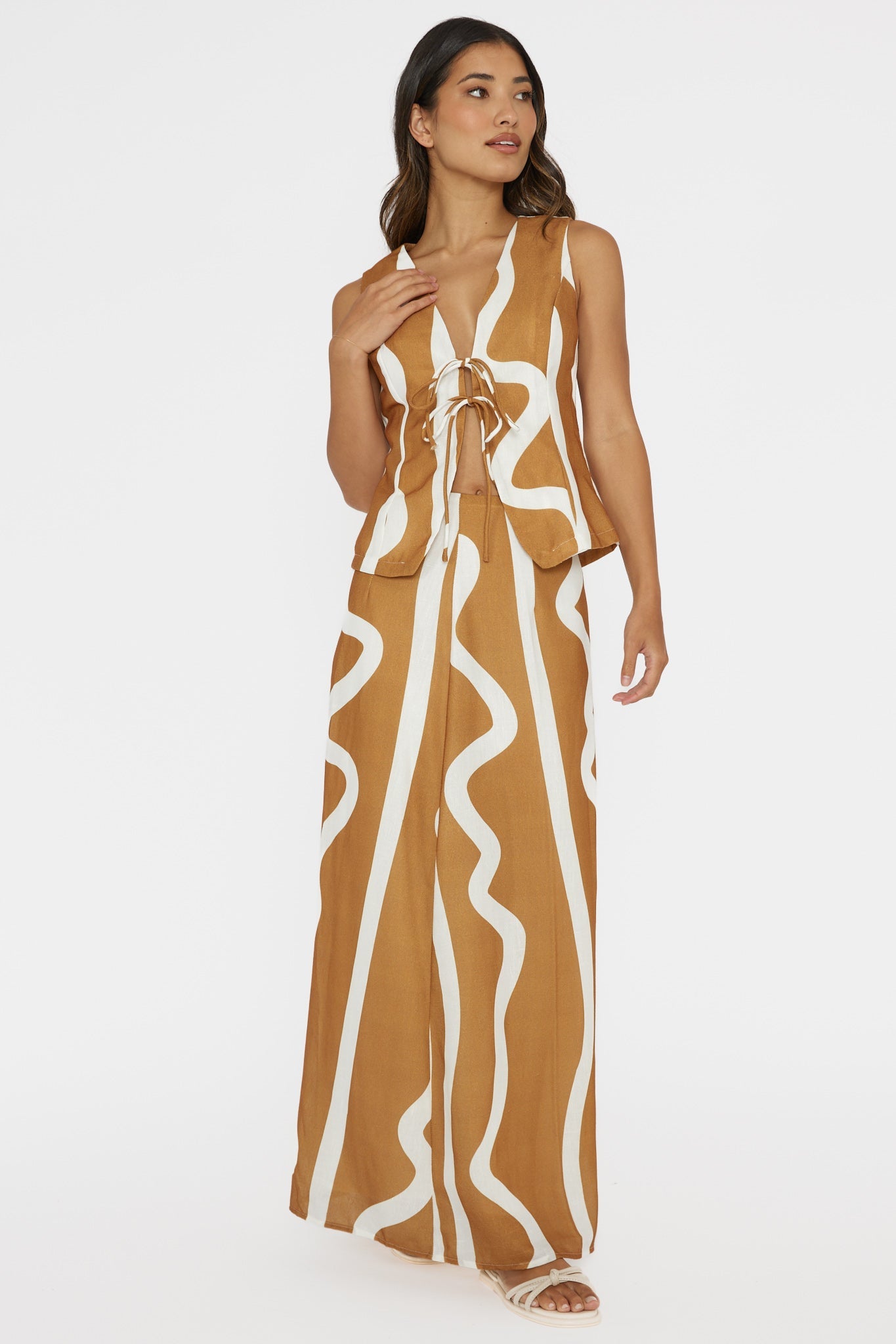 Meet Me There Maxi Skirt Abstract Tan