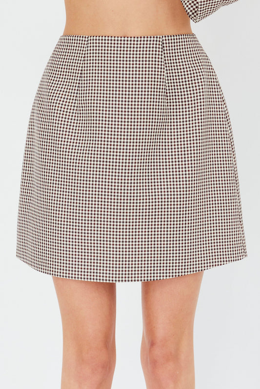 Jozie A-Line Skirt Plaid Brown