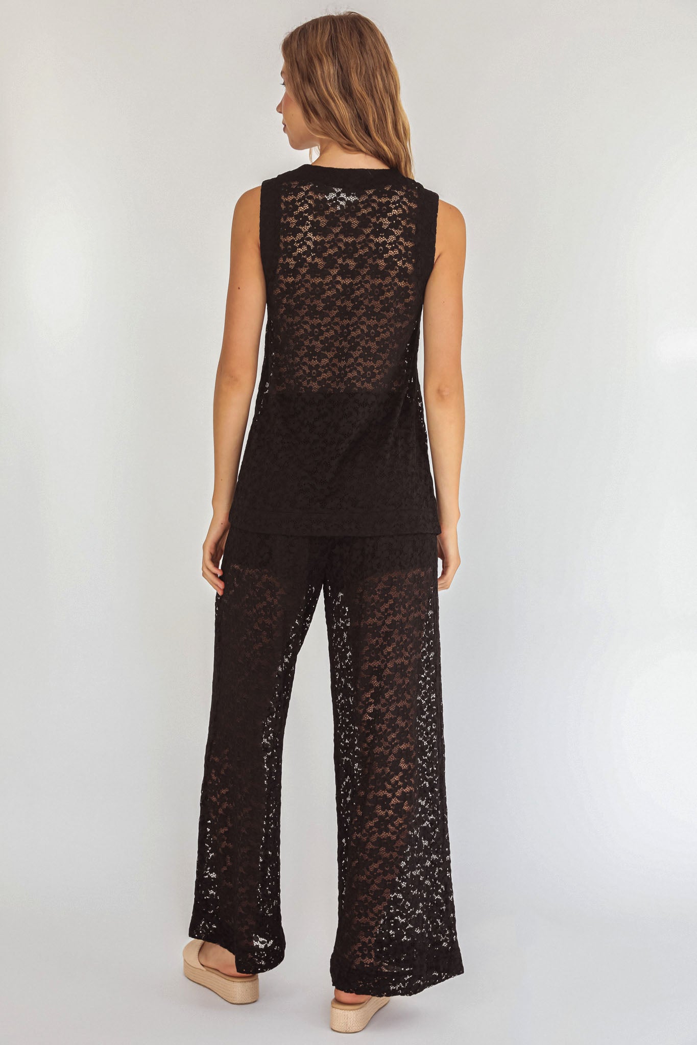 Canyons Wide Leg Pants Lace Black