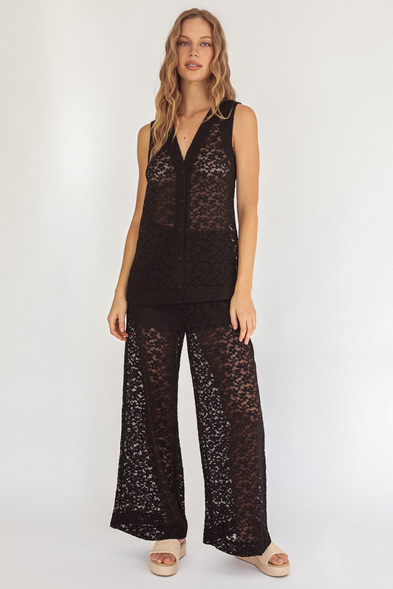 Canyons Wide Leg Pants Lace Black