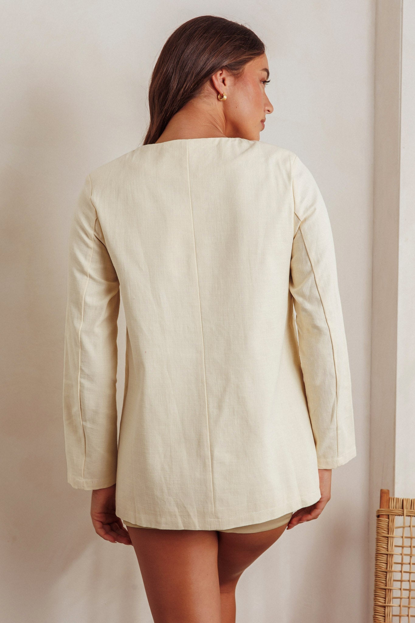 Vikki Round Neck Structured Top Butter