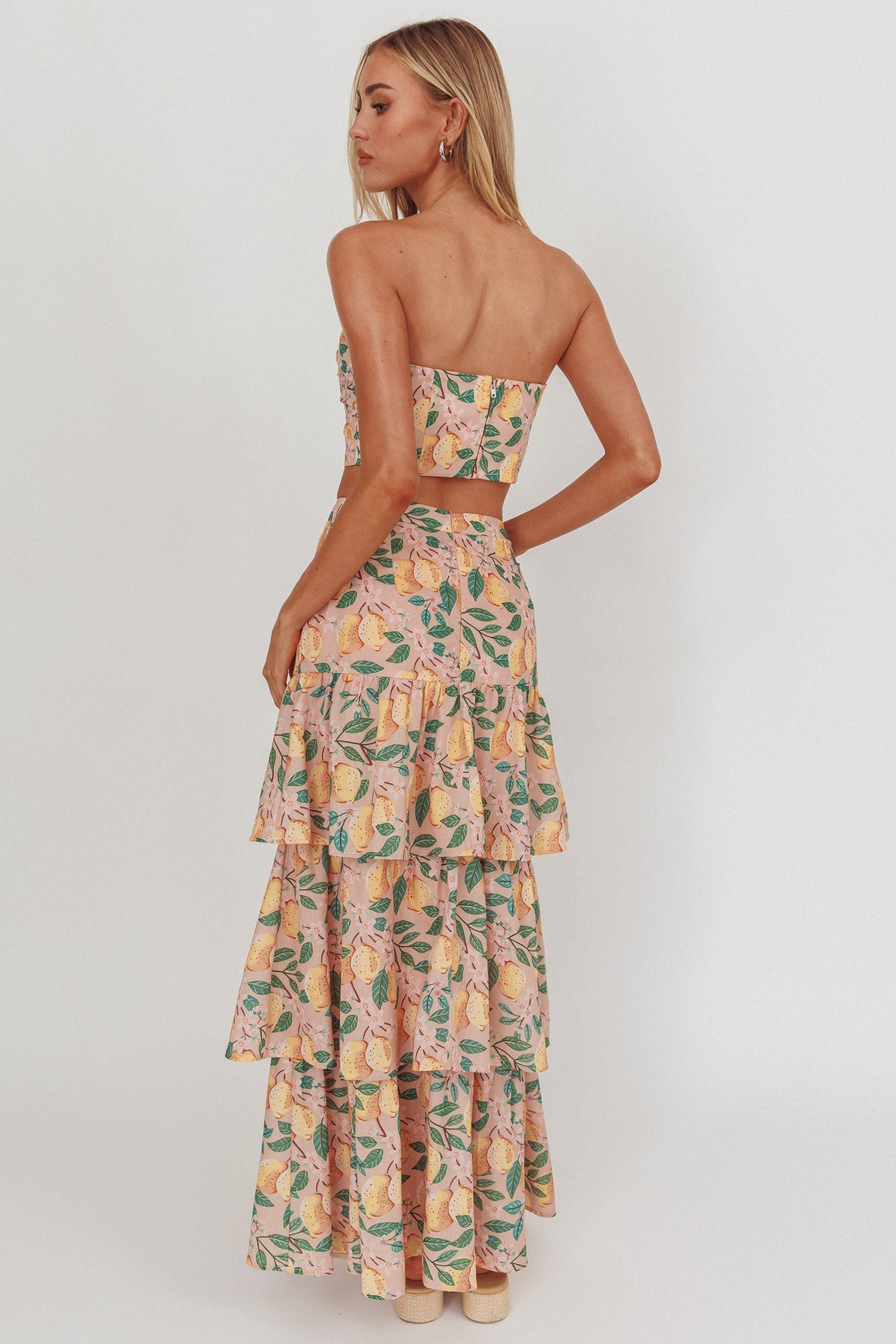 Ezmeralda Tiered Ruffle Maxi Skirt Lemon