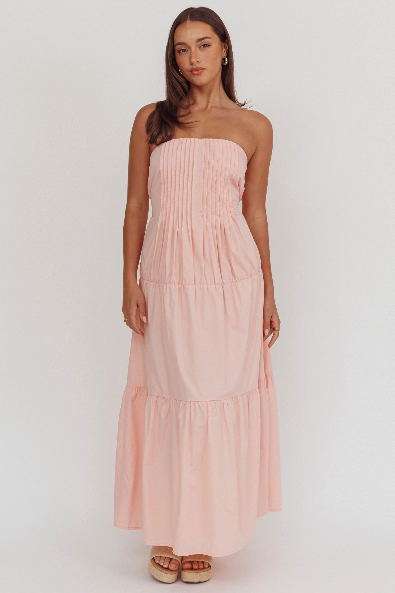 Deisa Pintuck Pleat Maxi Dress Cheek