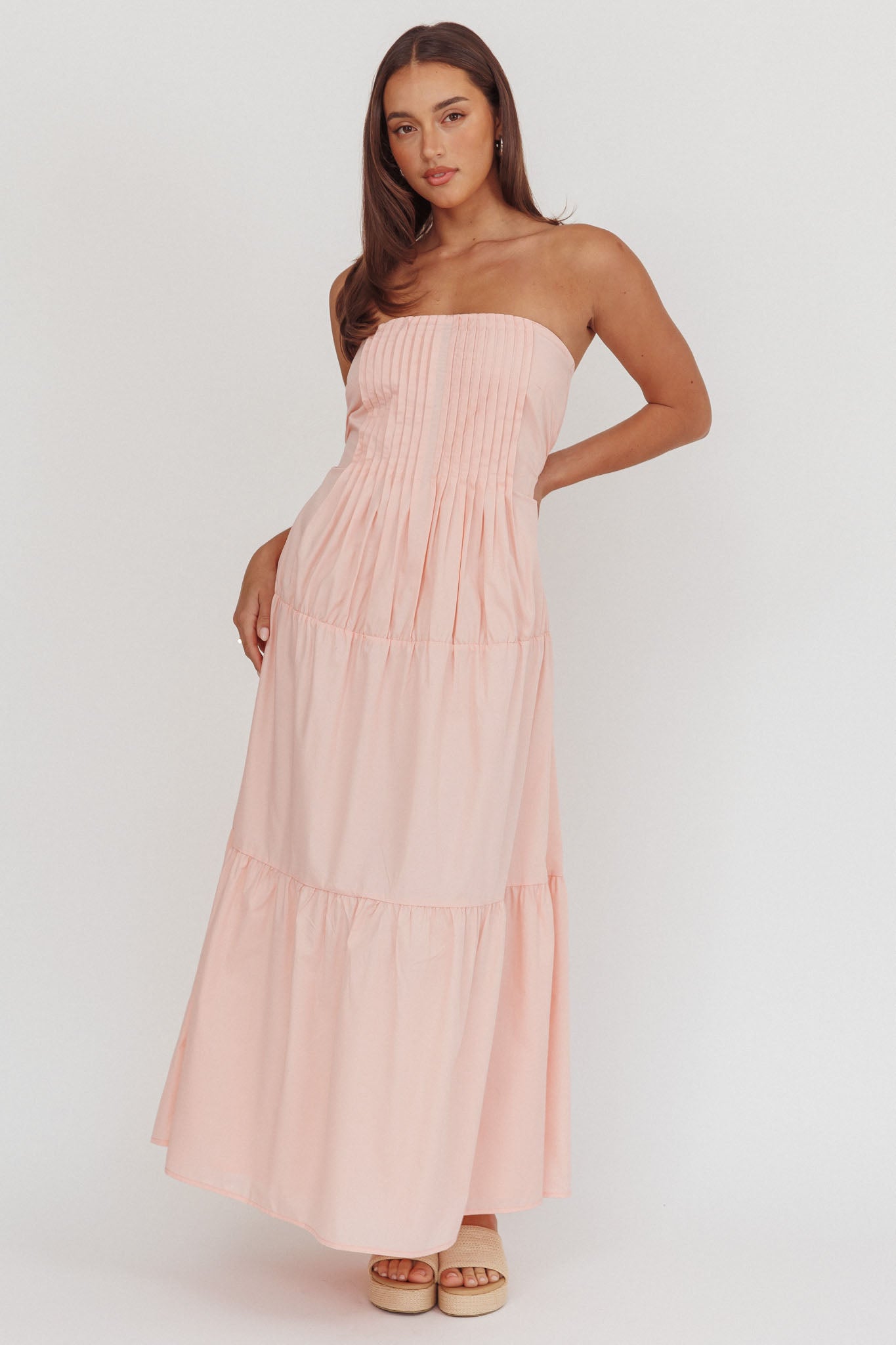 Deisa Pintuck Pleat Maxi Dress Cheek