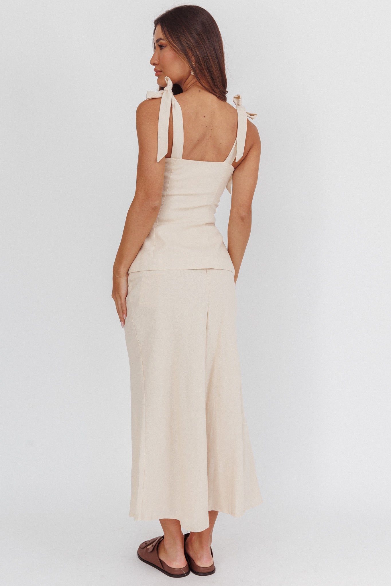 Post It Mid-Rise Maxi Skirt Cream