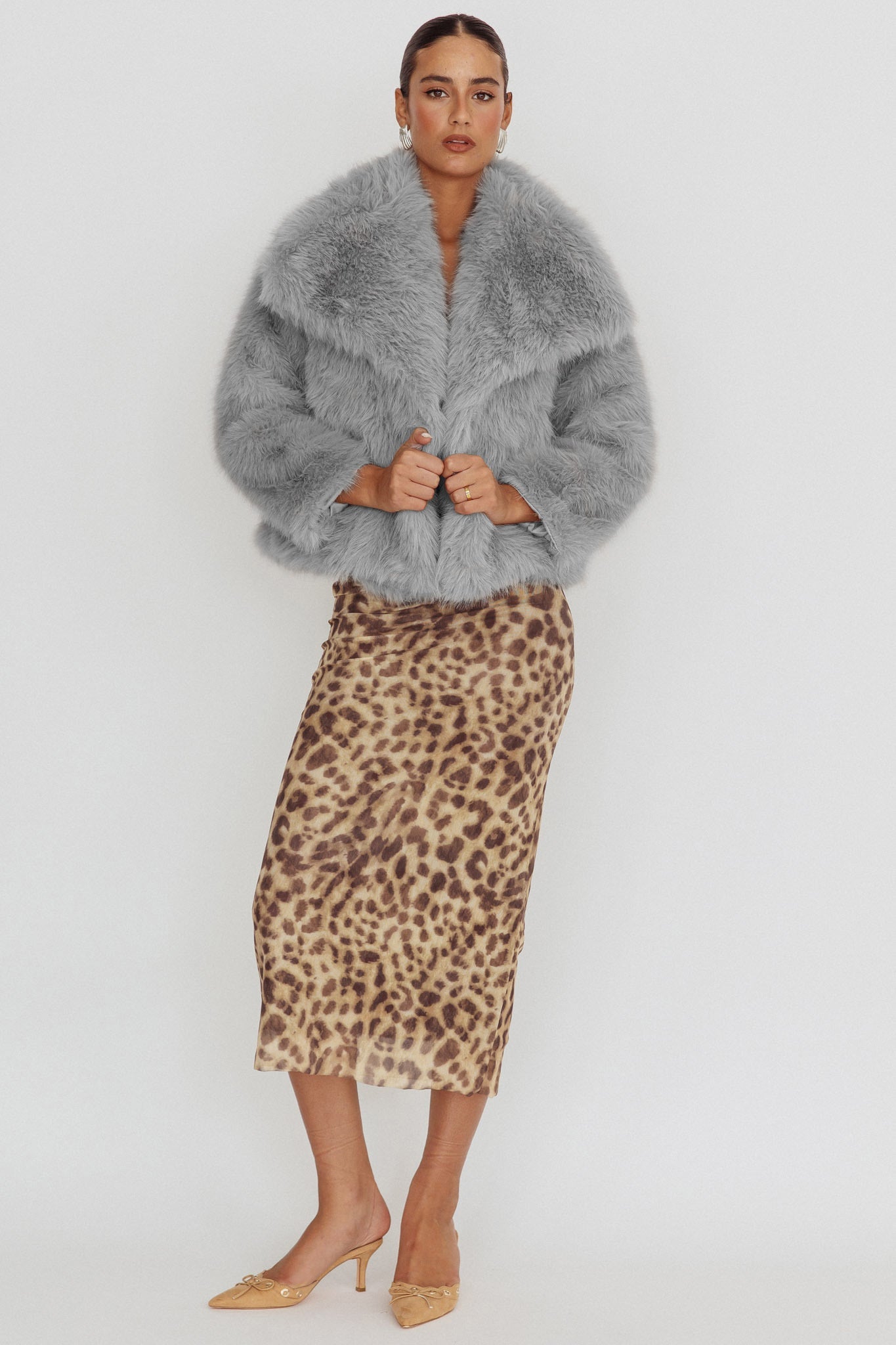 Copenhagen Oversized Lapel Fur Jacket Cream