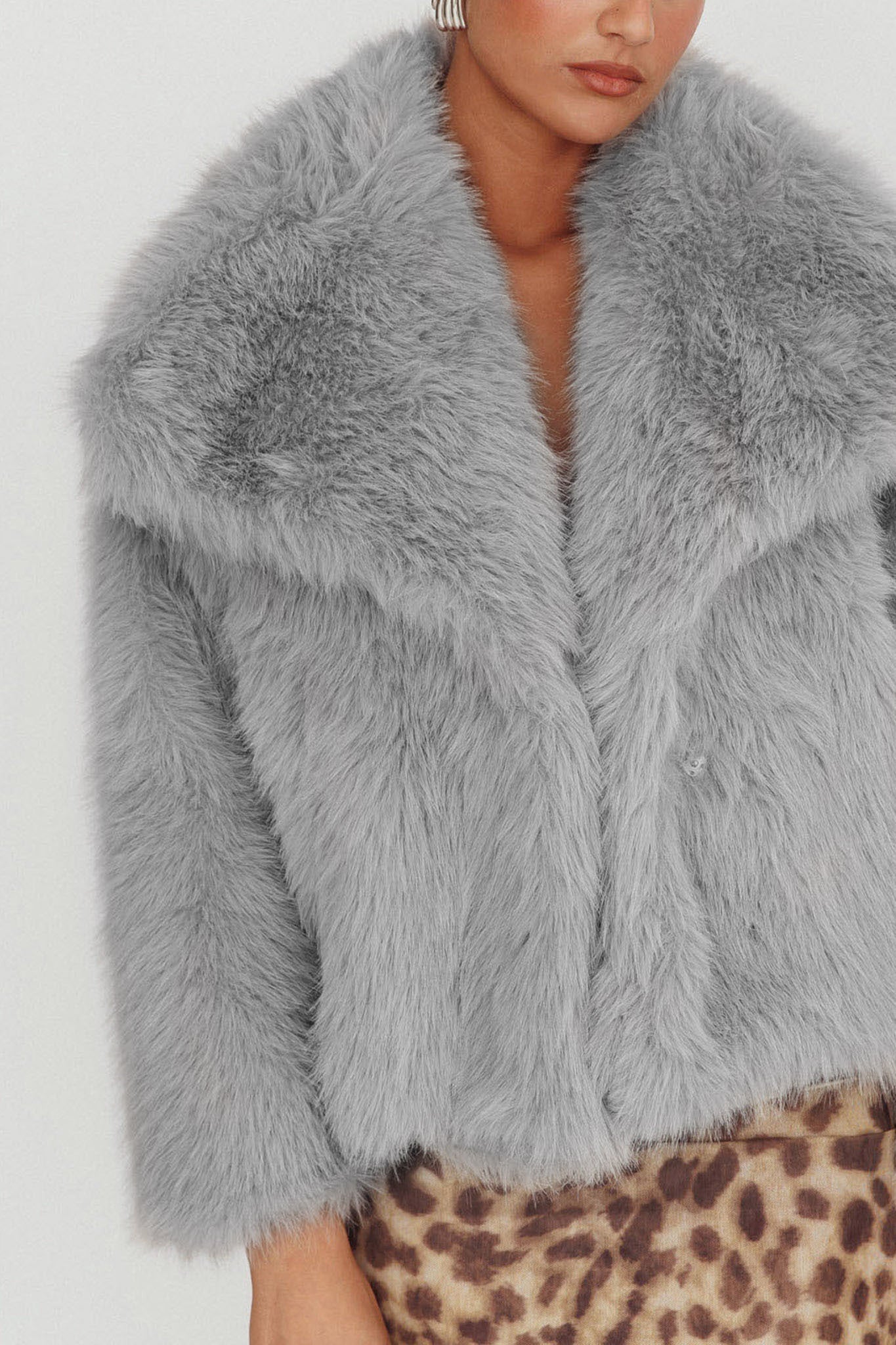 Copenhagen Oversized Lapel Fur Jacket Cream