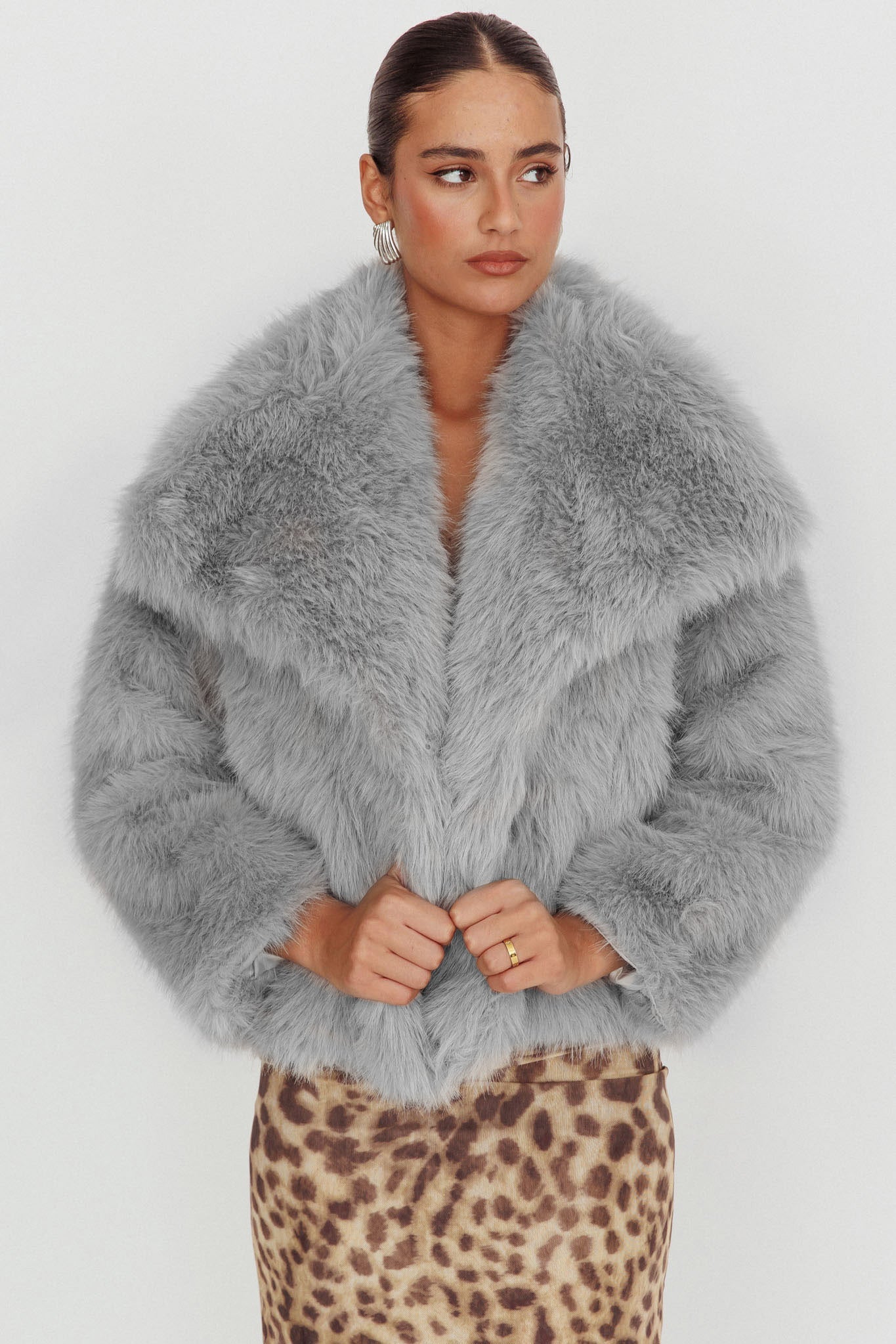 Copenhagen Oversized Lapel Fur Jacket Cream