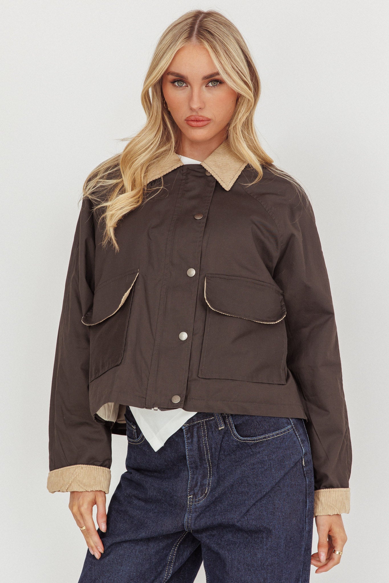Halona Snap Button Pocket Jacket Charcoal