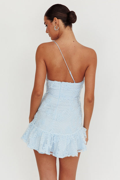 Lilah One Shoulder Embellished Dress Steel Blue